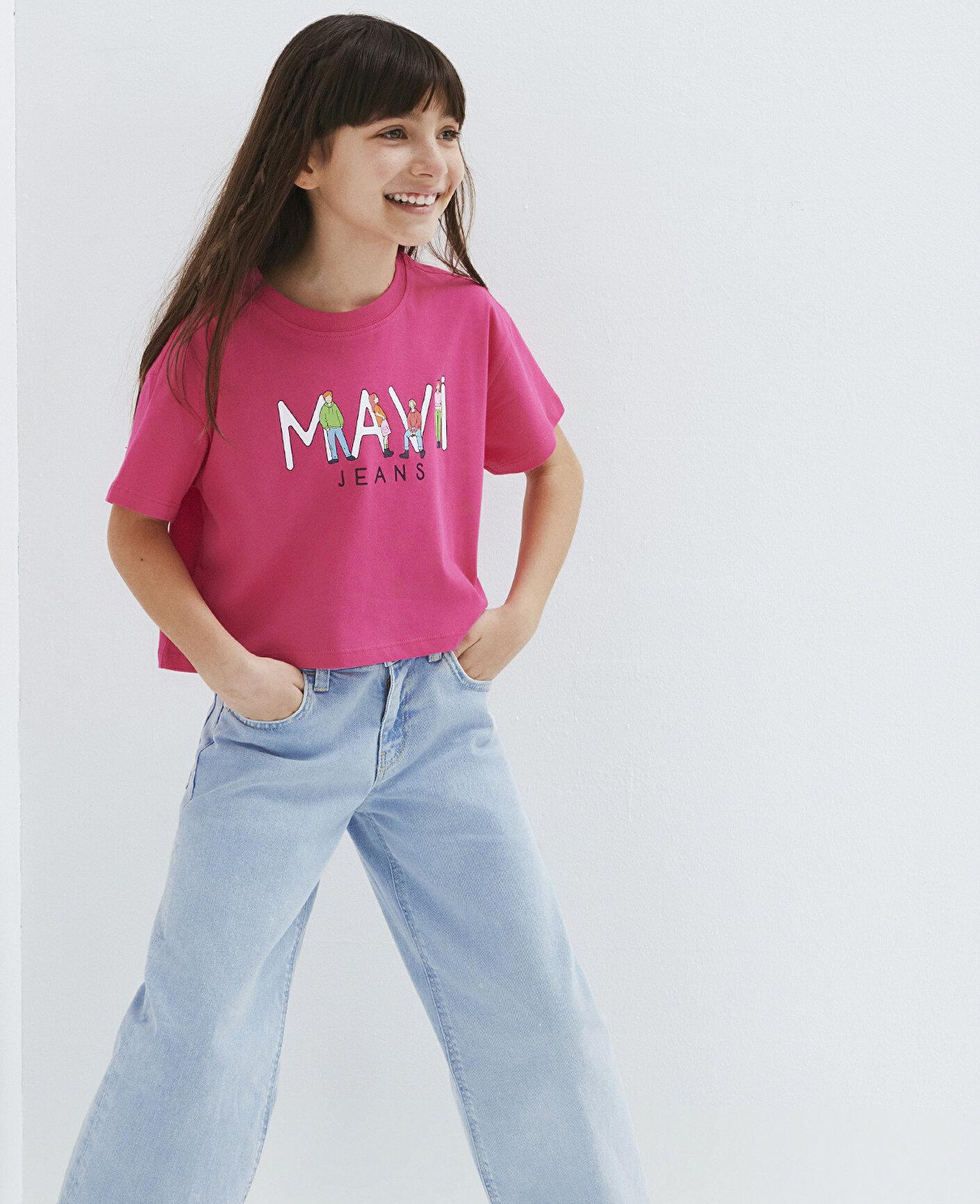 Mavi Mavi Jeans Baskılı Pembe Tişört Loose Fit / Bol Rahat Kesim 7610286-71111