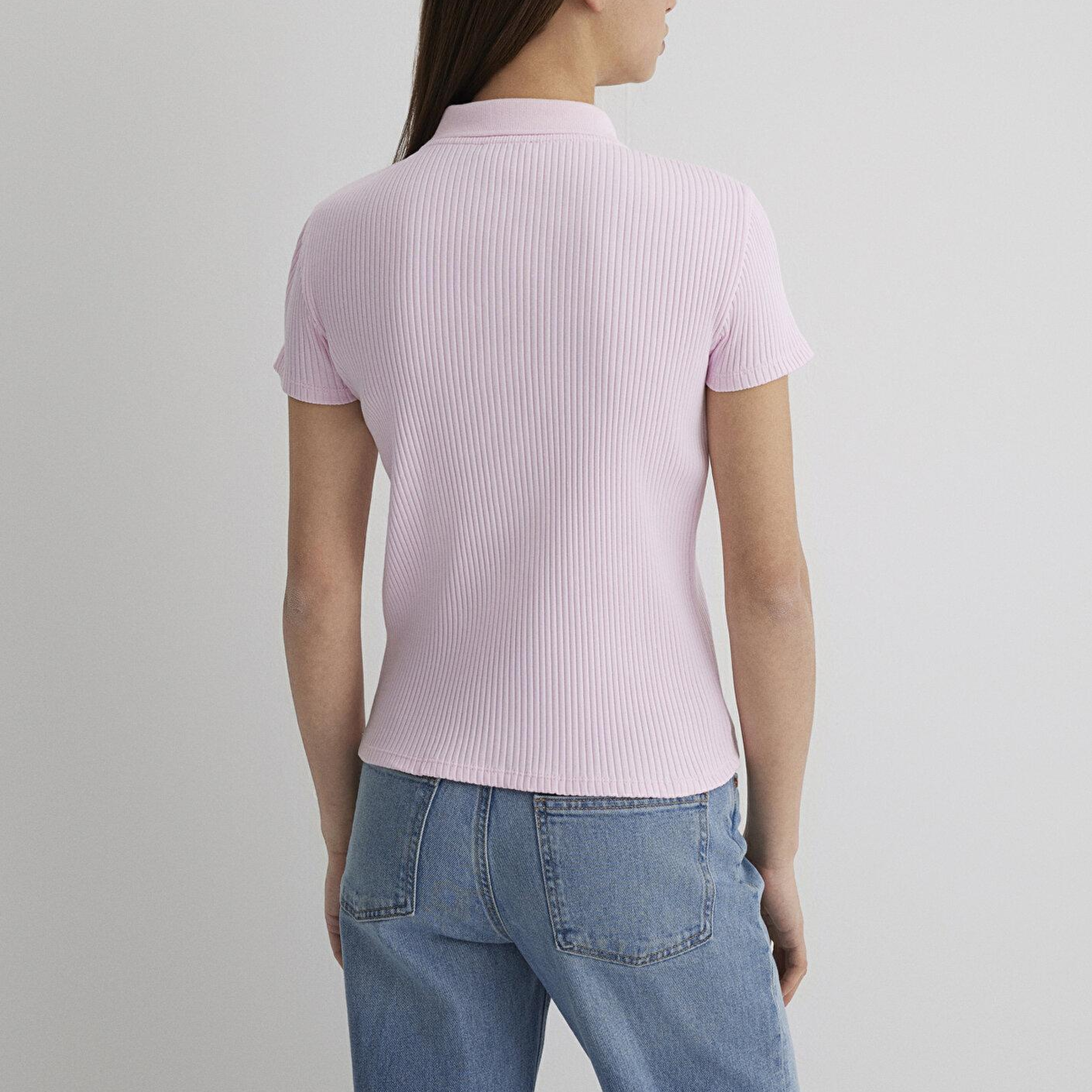 Mavi Pembe Polo Tişört Fitted / Vücuda Oturan Kesim 1613120-71008