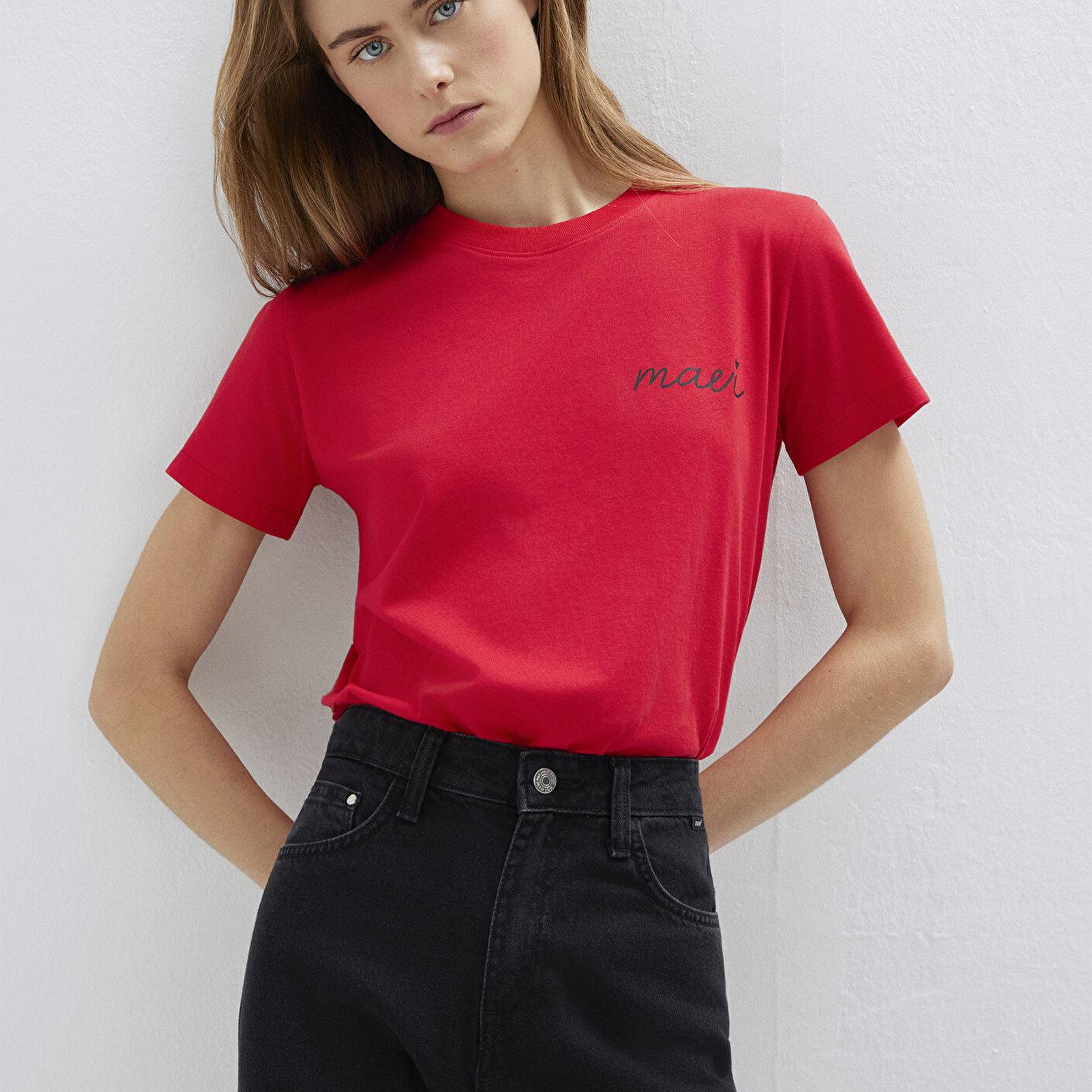 Mavi Mavi Logo Baskılı Kırmızı Tişört Semi Slim Fit / Yarı Dar Kesim 1612962-82054