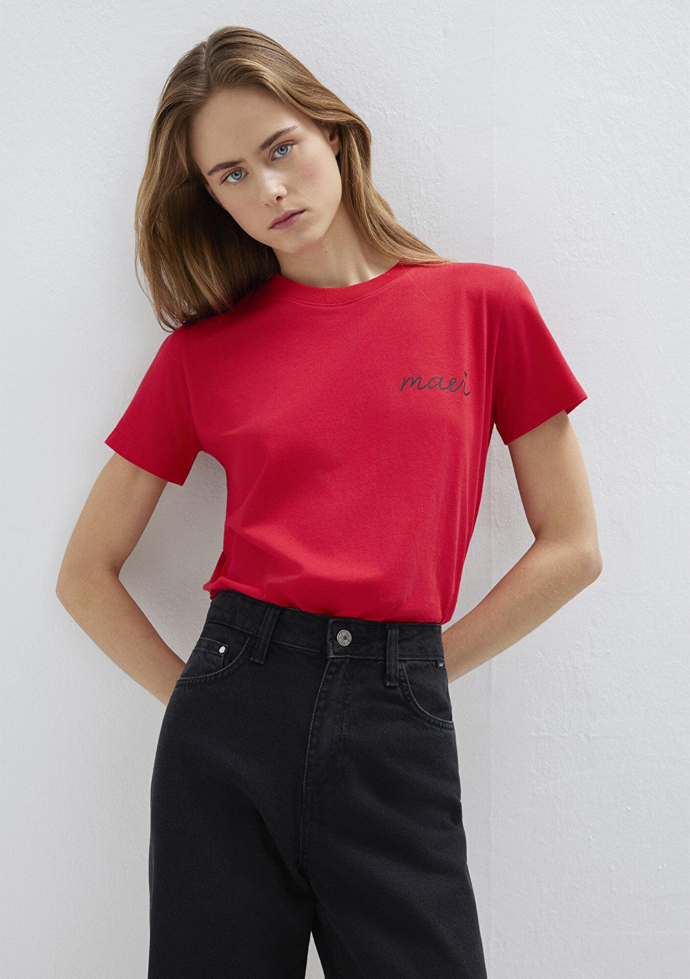Mavi Mavi Logo Baskılı Kırmızı Tişört Semi Slim Fit / Yarı Dar Kesim 1612962-82054