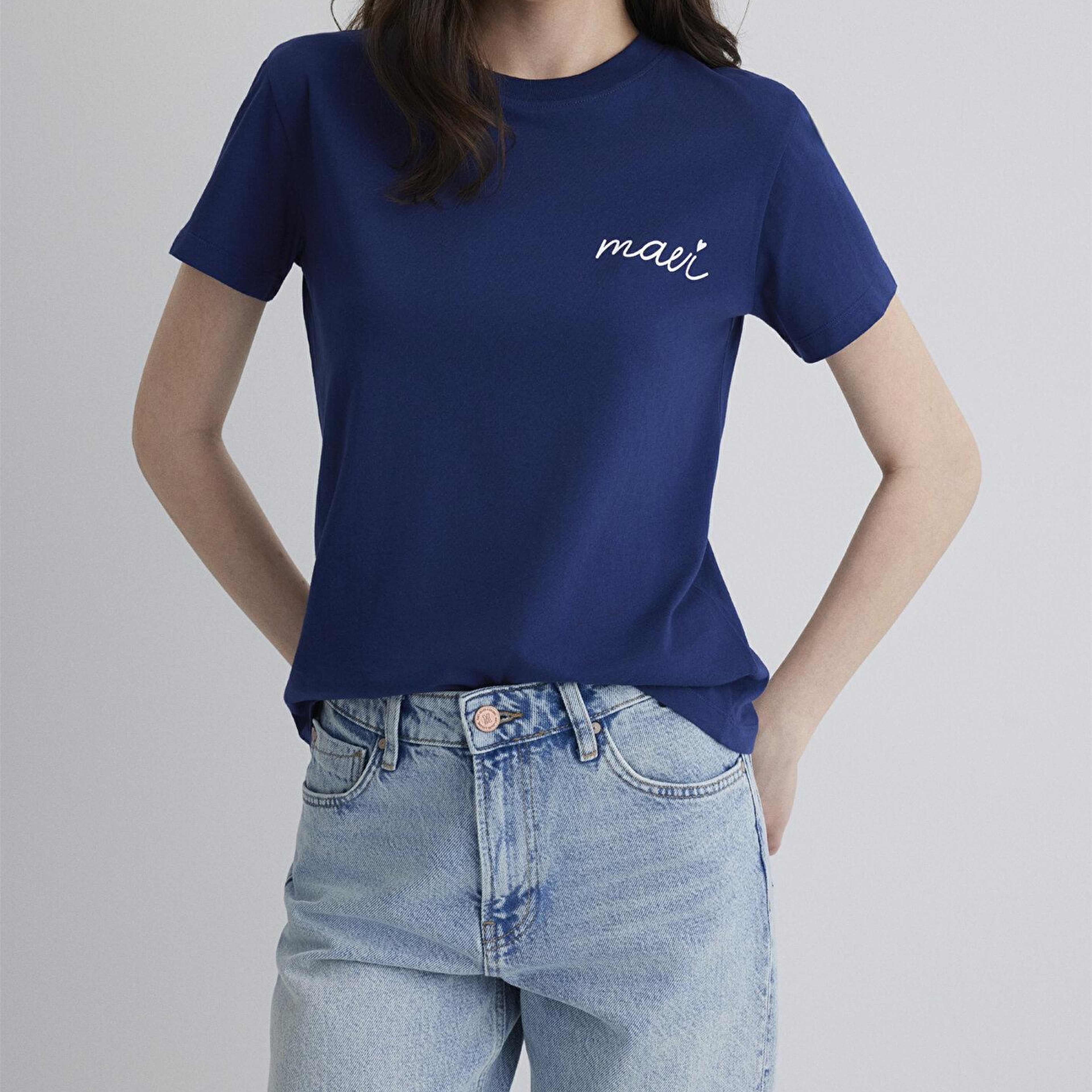 Mavi Mavi Logo Baskılı Lacivert Tişört Semi Slim Fit / Yarı Dar Kesim 1612962-70722