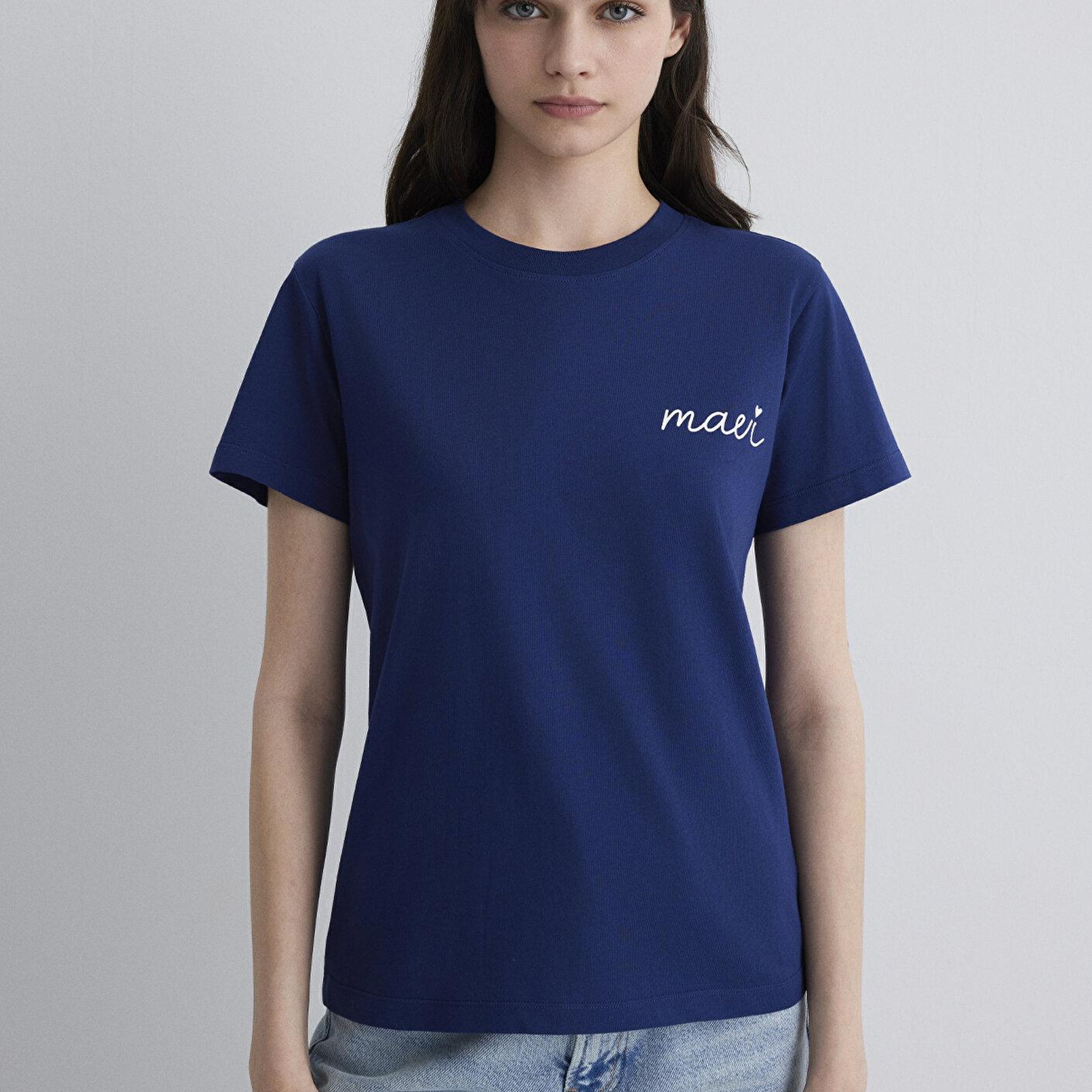 Mavi Mavi Logo Baskılı Lacivert Tişört Semi Slim Fit / Yarı Dar Kesim 1612962-70722