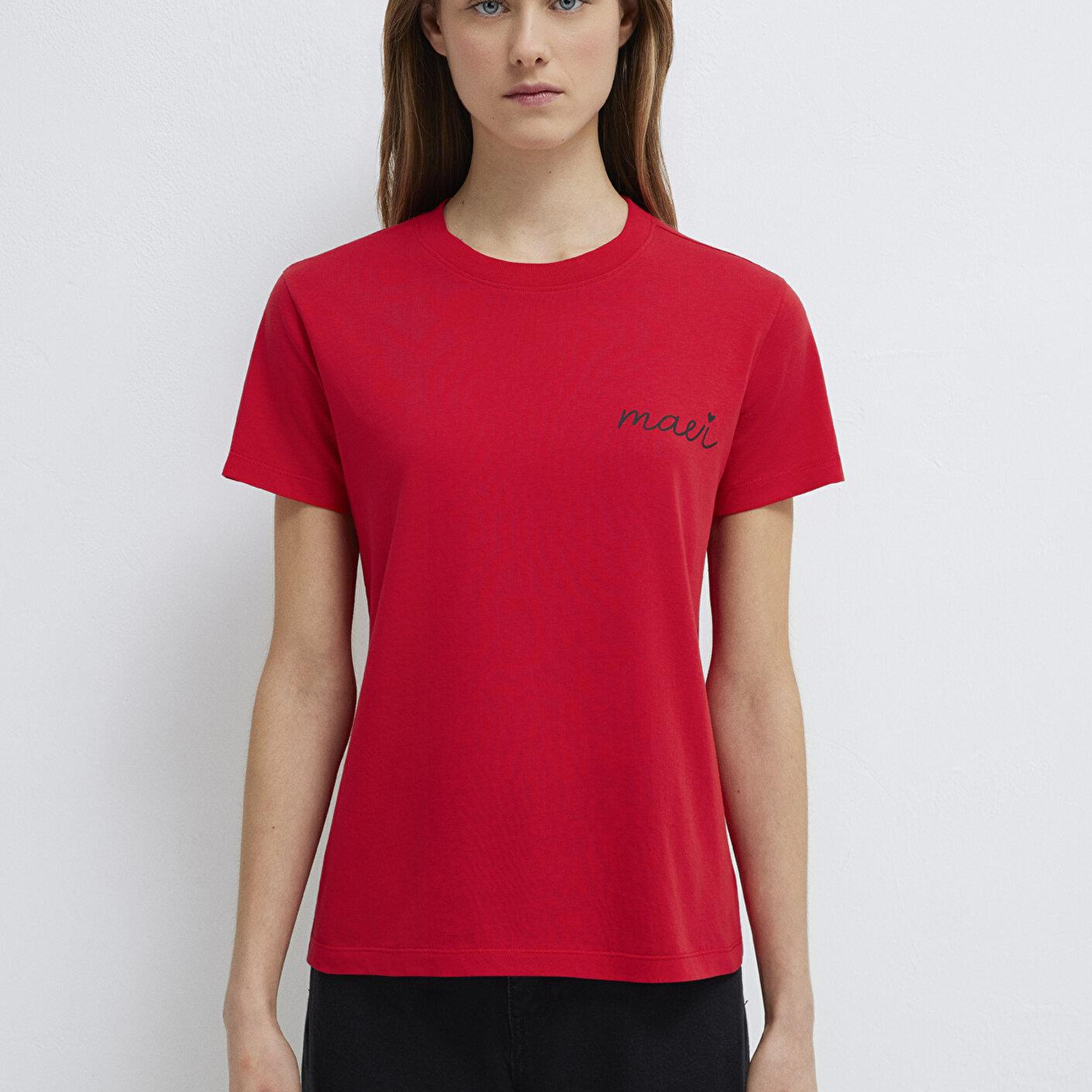 Mavi Mavi Logo Baskılı Kırmızı Tişört Semi Slim Fit / Yarı Dar Kesim 1612962-82054