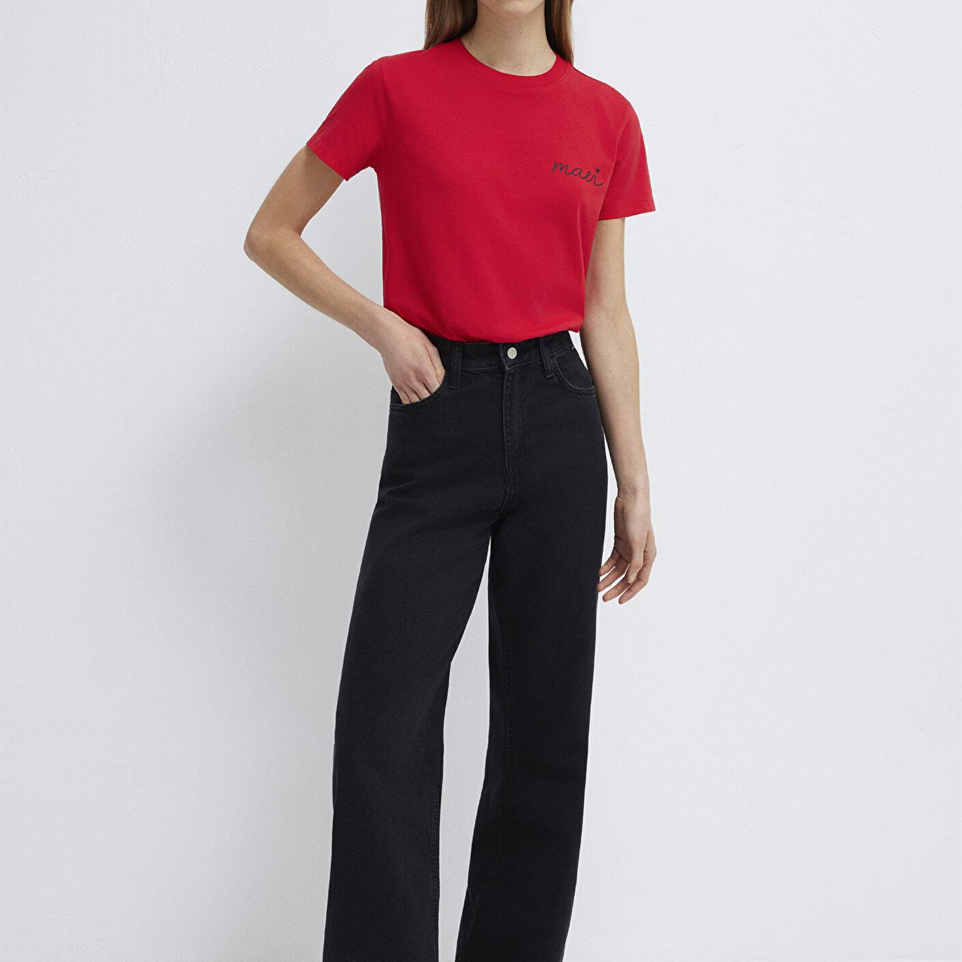 Mavi Mavi Logo Baskılı Kırmızı Tişört Semi Slim Fit / Yarı Dar Kesim 1612962-82054