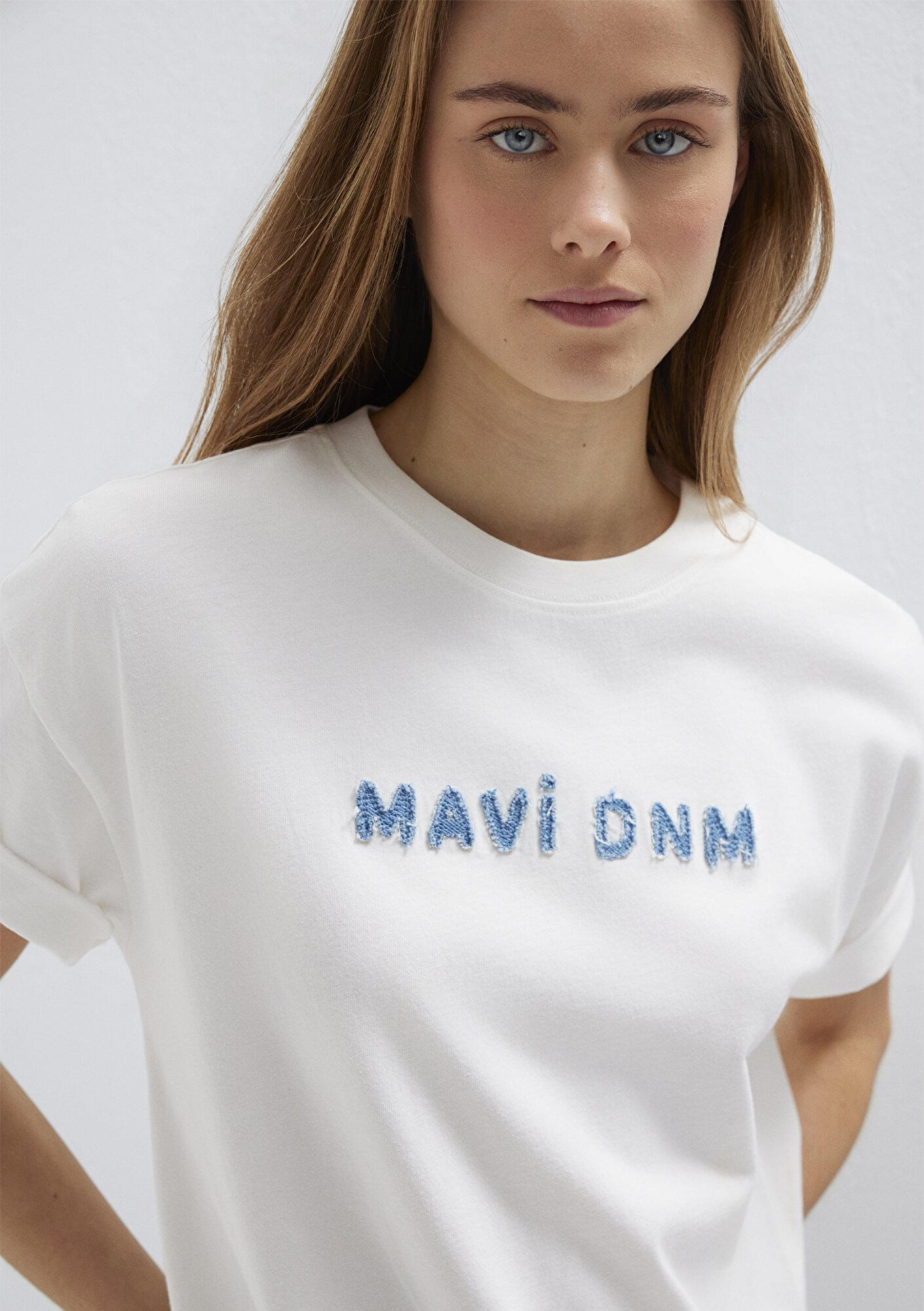 Mavi Mavi Baskılı Ekru Tişört Loose Fit / Bol Rahat Kesim 1613146-70057