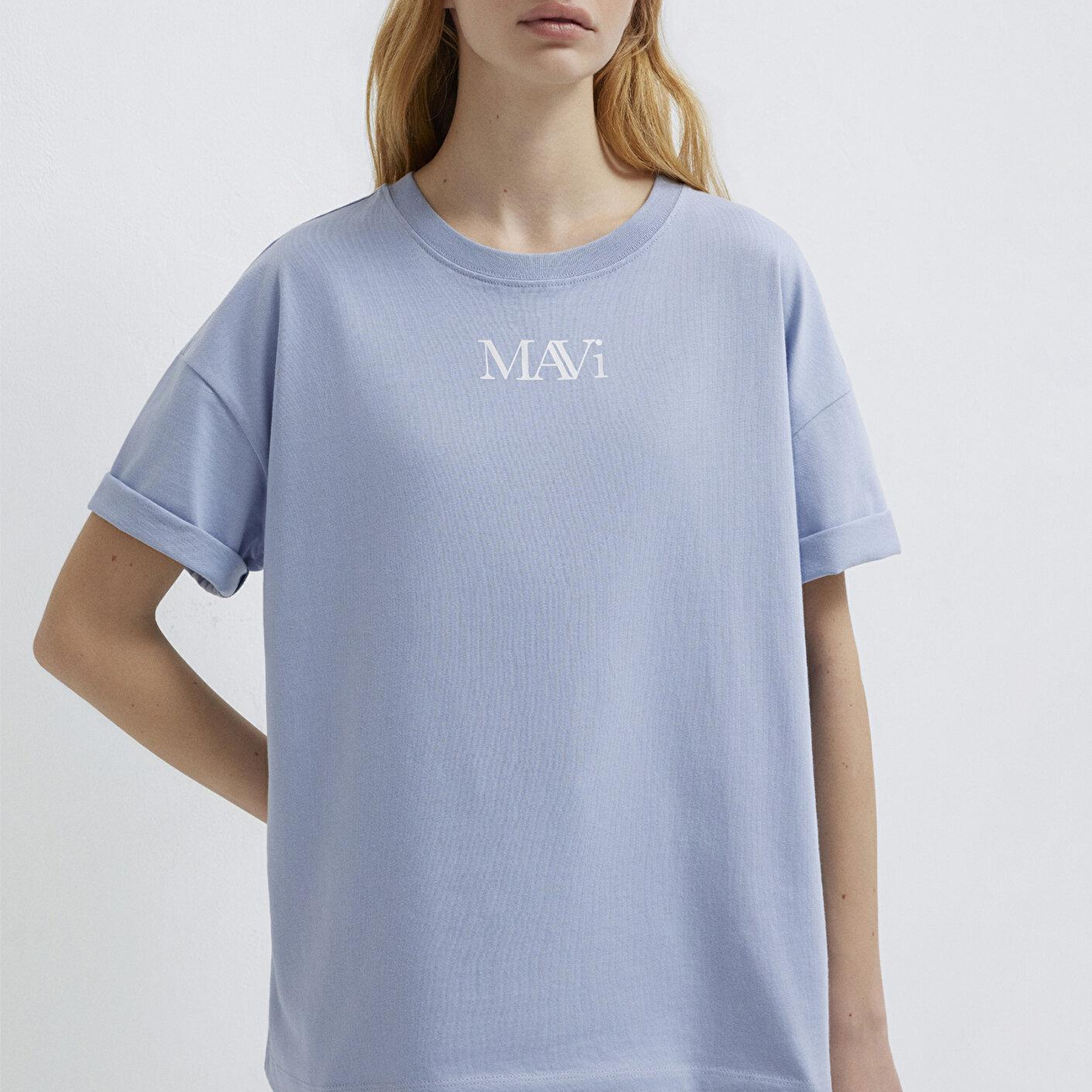 Mavi Mavi Logo Baskılı Mavi Tişört Oversize / Geniş Kesim 1611593-85385