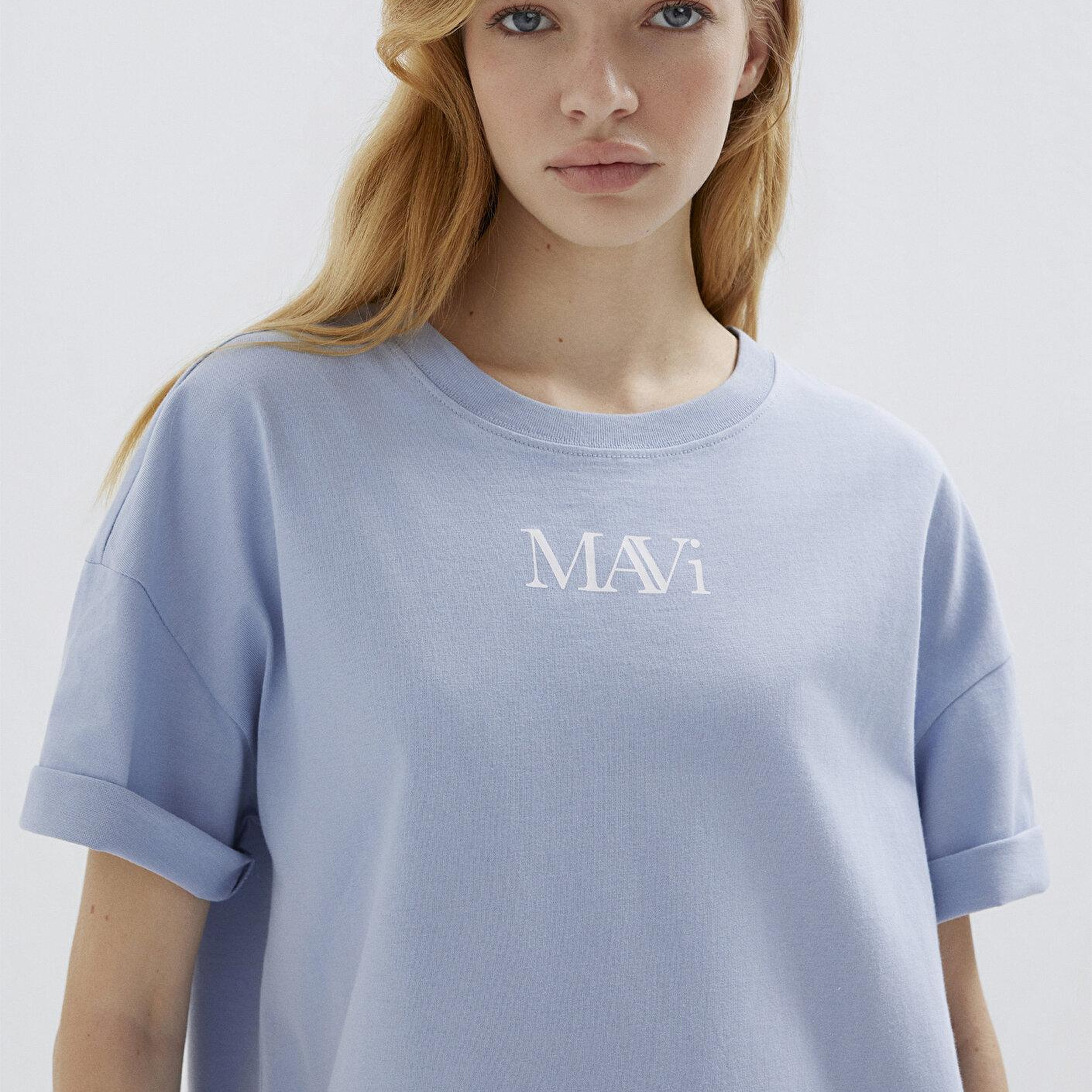 Mavi Mavi Logo Baskılı Mavi Tişört Oversize / Geniş Kesim 1611593-85385