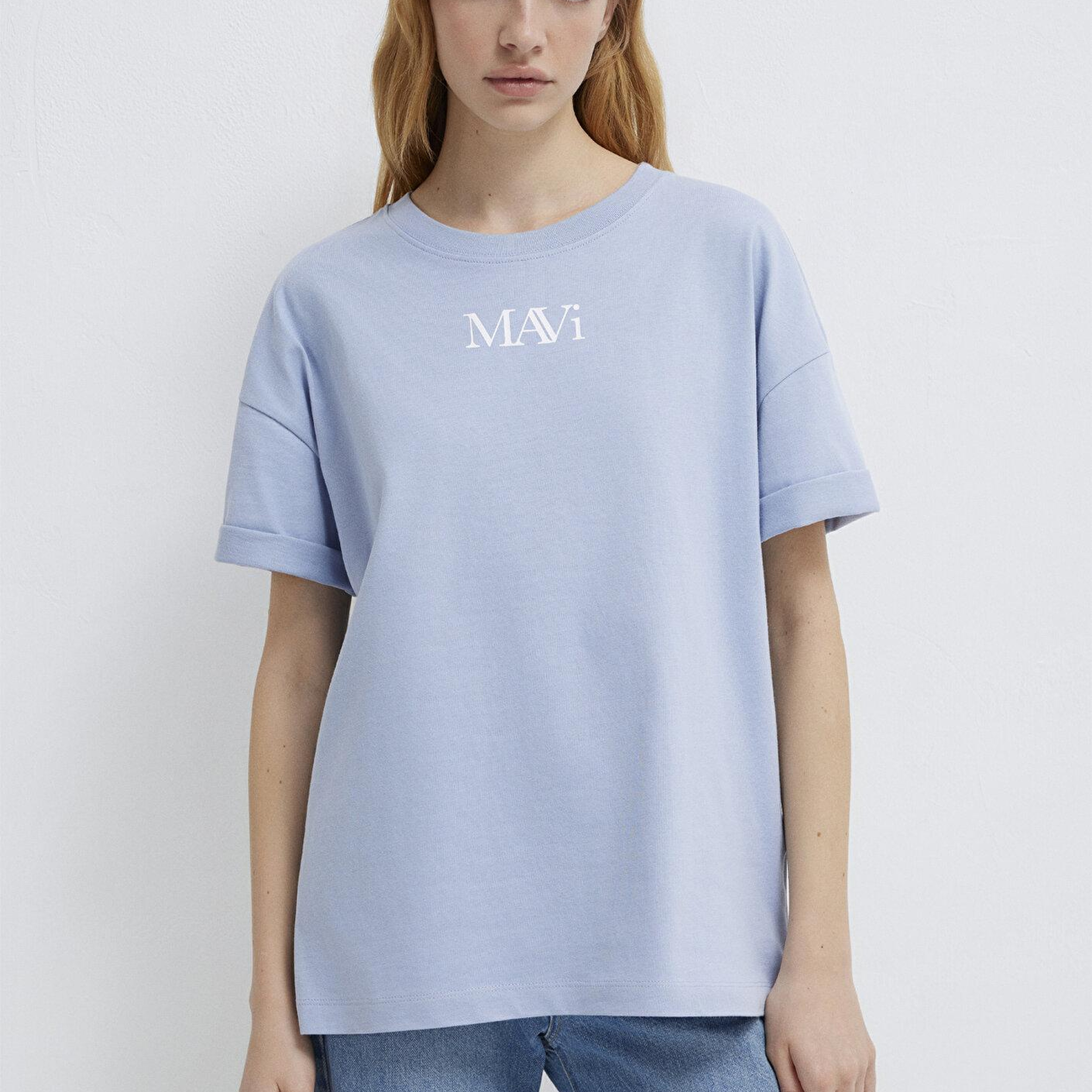 Mavi Mavi Logo Baskılı Mavi Tişört Oversize / Geniş Kesim 1611593-85385