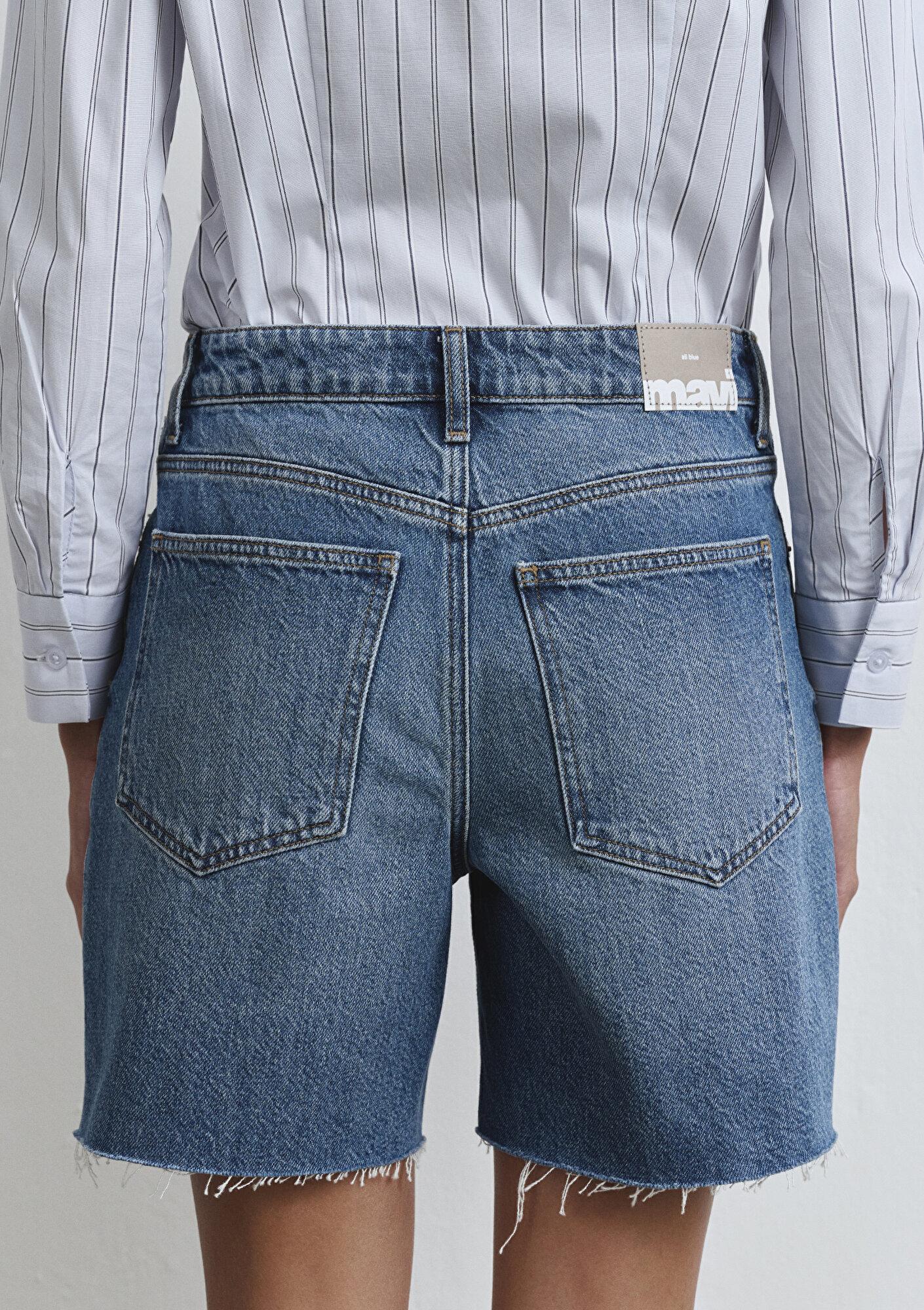Mavi Lidia Real Blue Puslu Koyu Mavi Jean Şort 1410145-89744