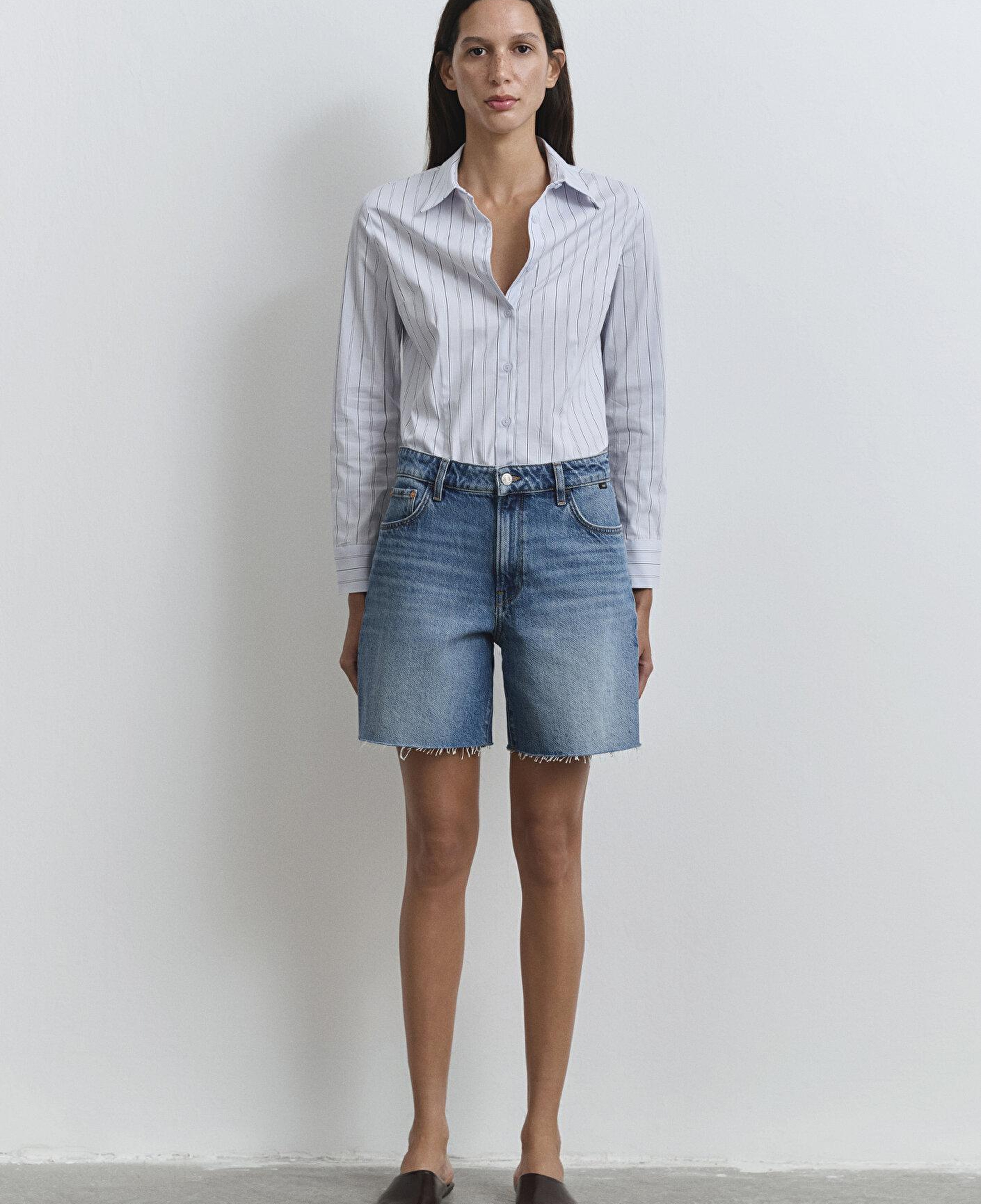 Mavi Lidia Real Blue Puslu Koyu Mavi Jean Şort 1410145-89744