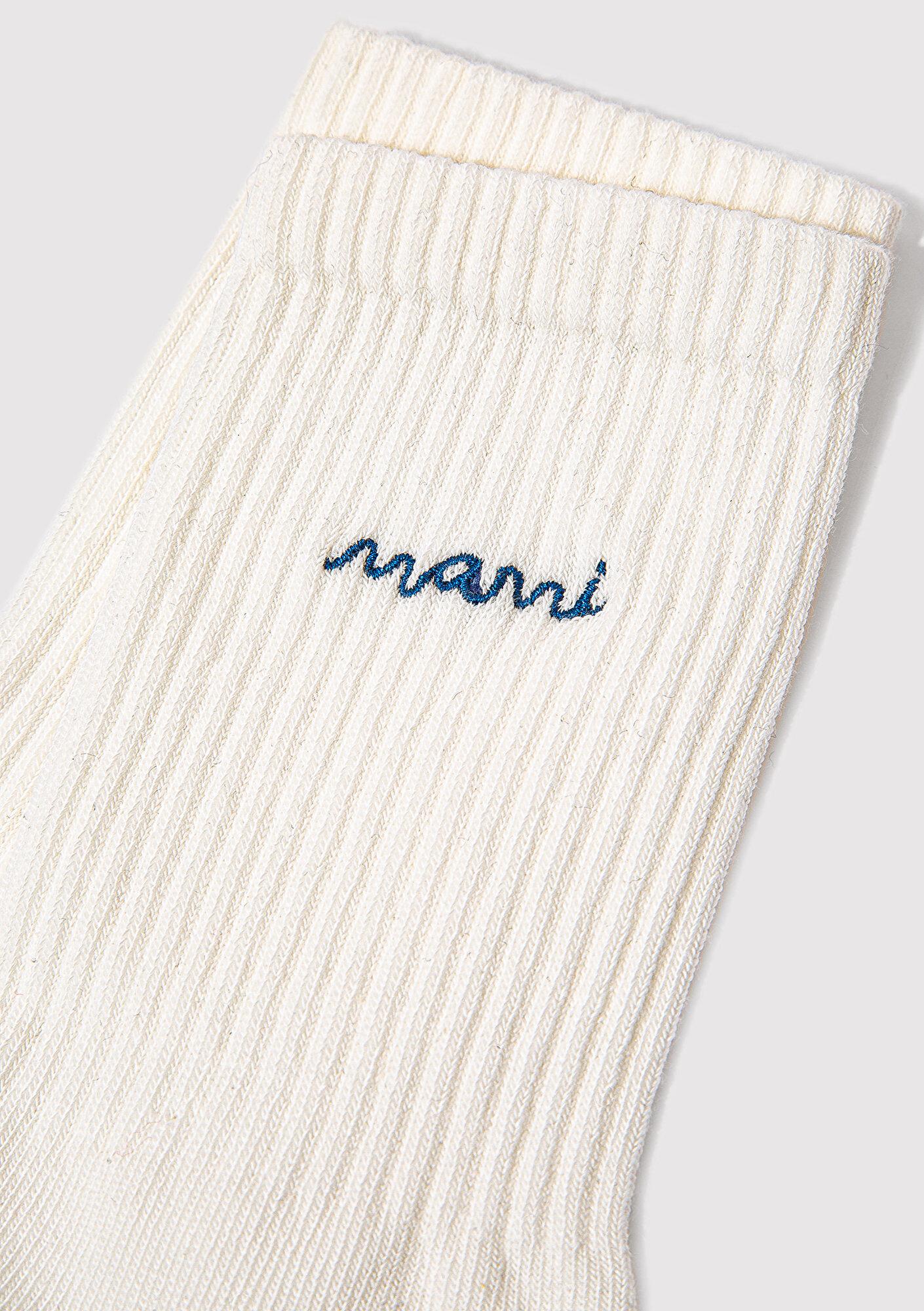 Mavi Mavi Logo Nakışlı Ekru Soket Çorap 1913235-620