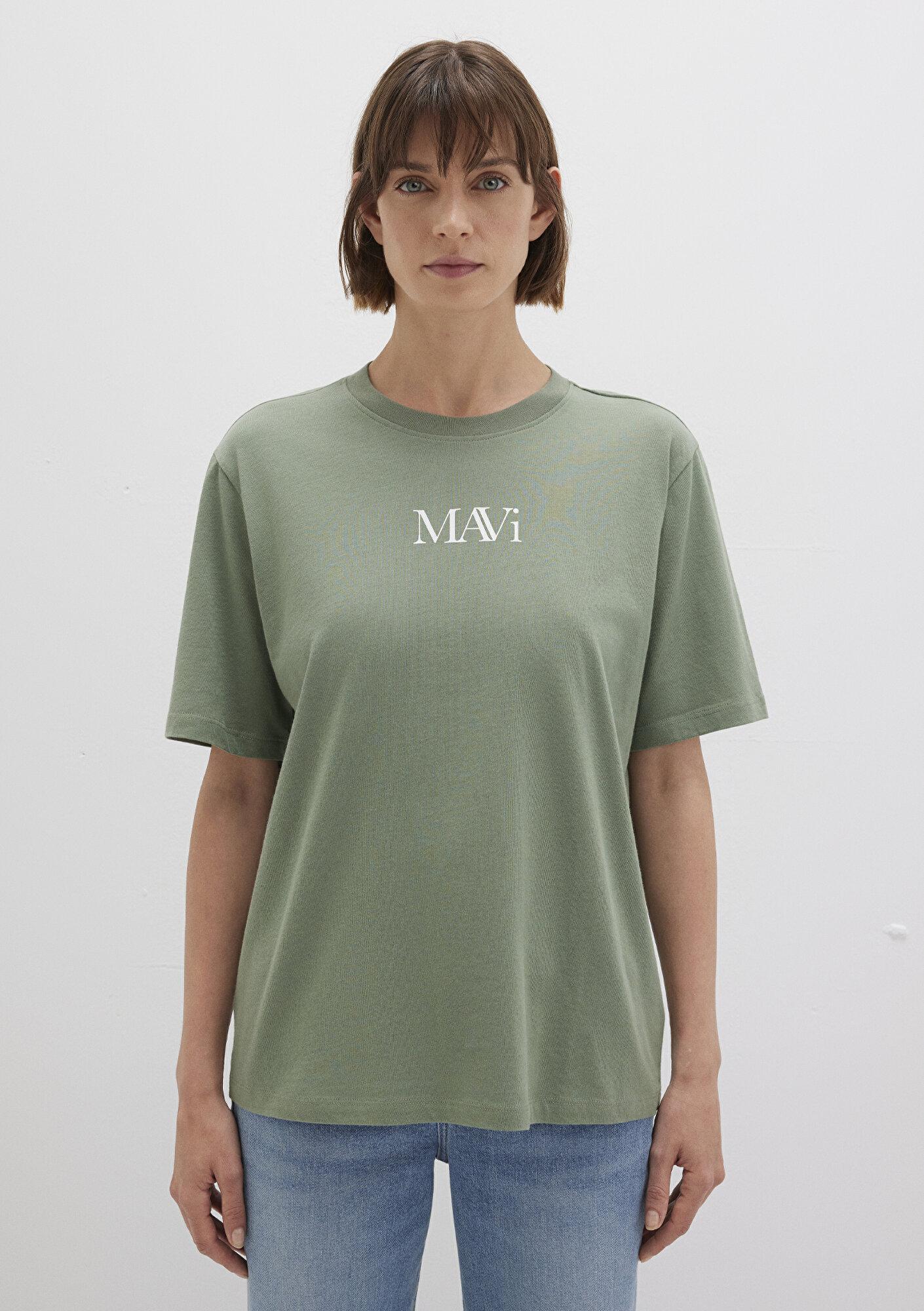 Mavi Mavi Logo Baskılı Yeşil Tişört Regular Fit / Normal Kesim 1611594-81976