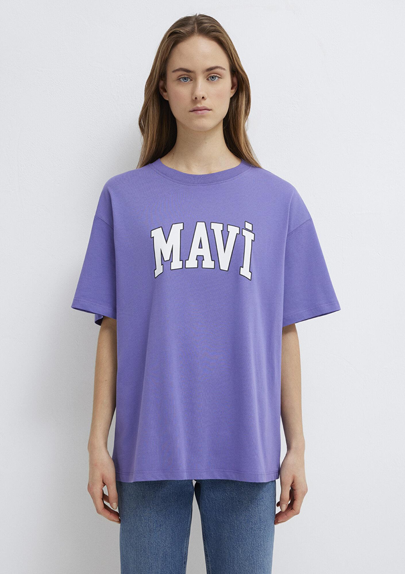Mavi Mavi Logo Baskılı Mor Tişört Oversize / Geniş Kesim 1600843-70611