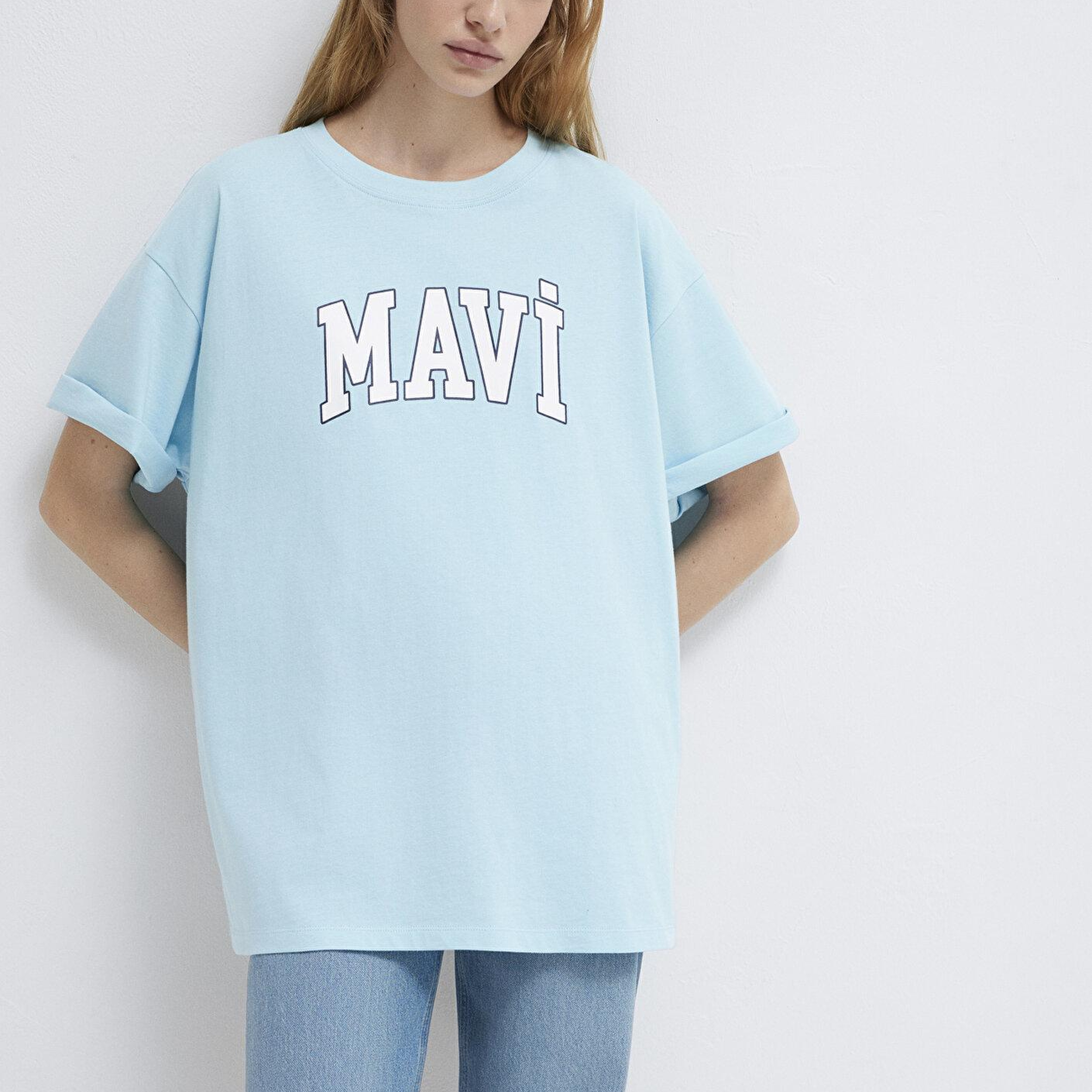 Mavi Mavi Logo Baskılı Mavi Tişört Oversize / Geniş Kesim 1600843-70806
