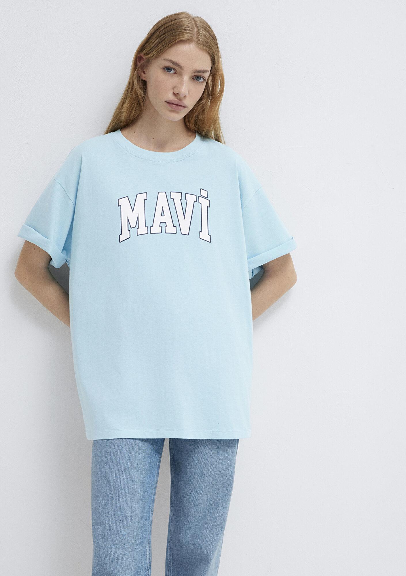 Mavi Mavi Logo Baskılı Mavi Tişört Oversize / Geniş Kesim 1600843-70806