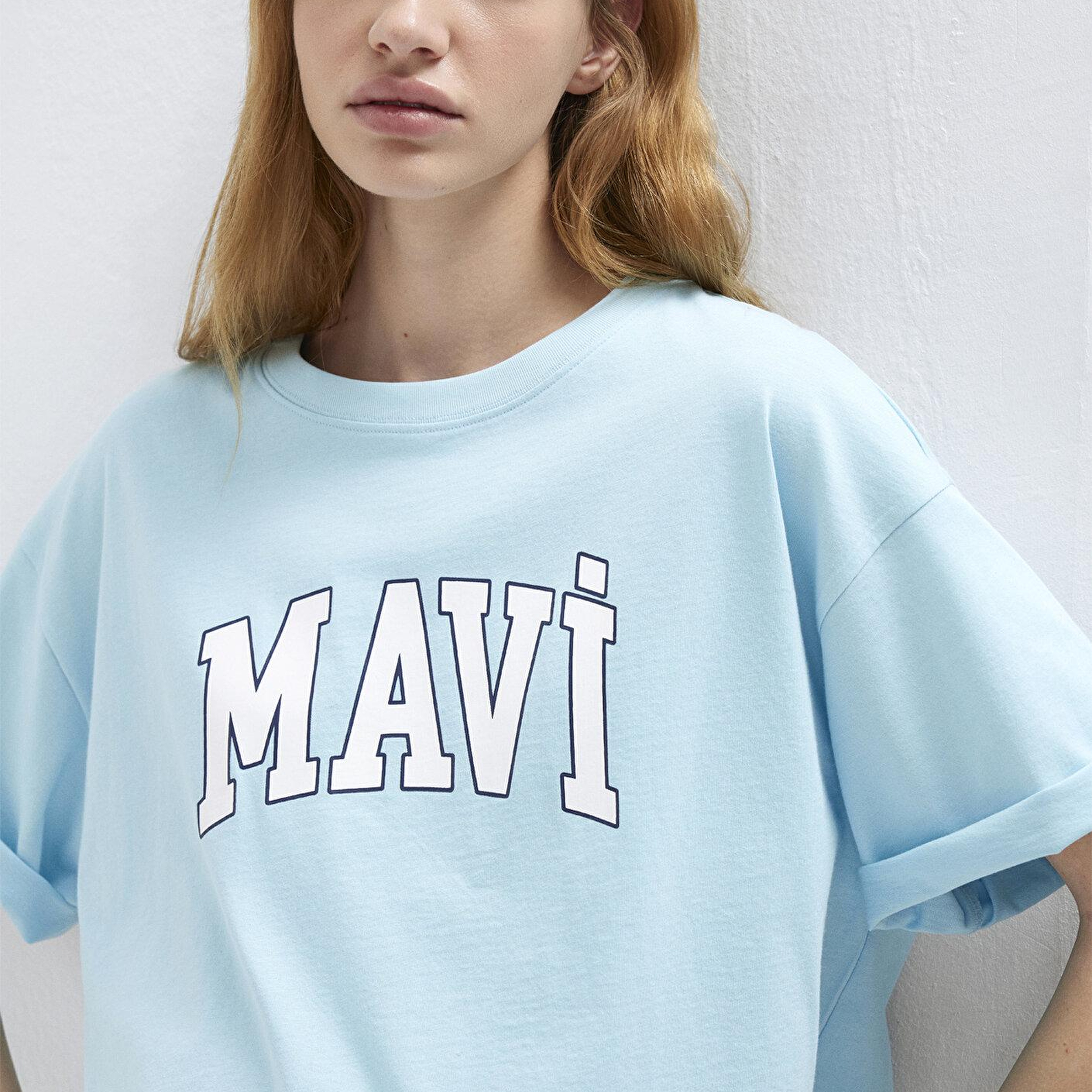 Mavi Mavi Logo Baskılı Mavi Tişört Oversize / Geniş Kesim 1600843-70806
