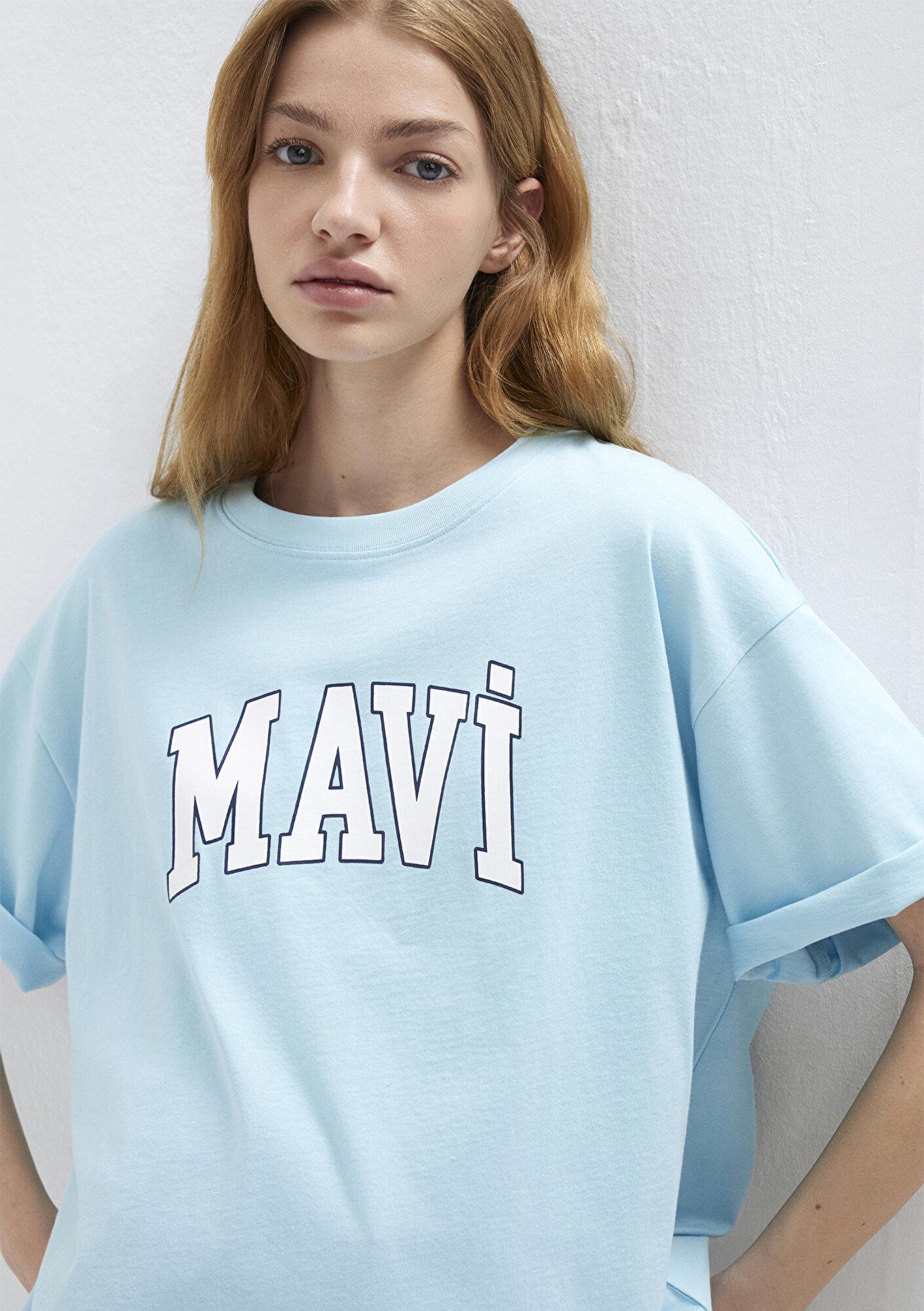 Mavi Mavi Logo Baskılı Mavi Tişört Oversize / Geniş Kesim 1600843-70806