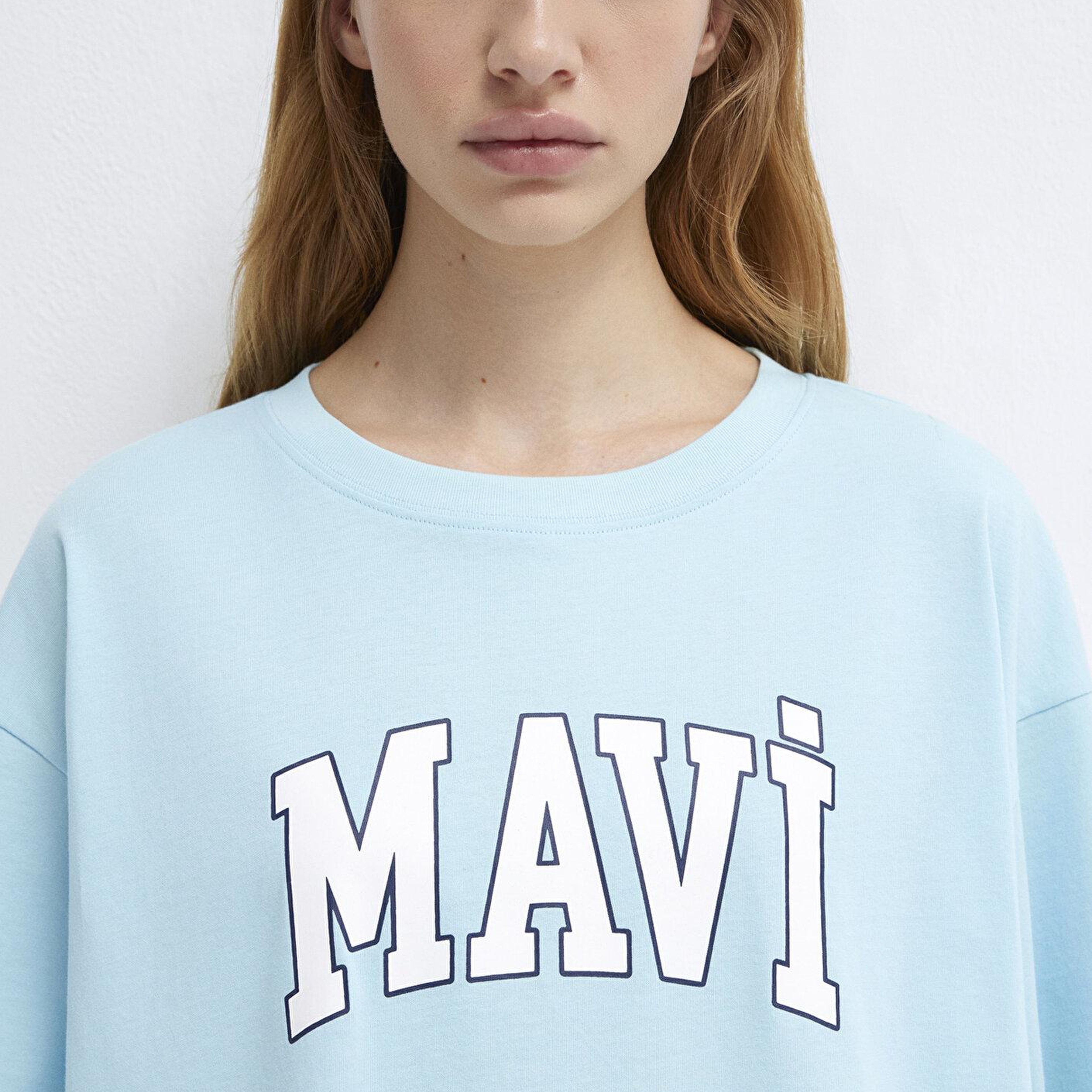 Mavi Mavi Logo Baskılı Mavi Tişört Oversize / Geniş Kesim 1600843-70806