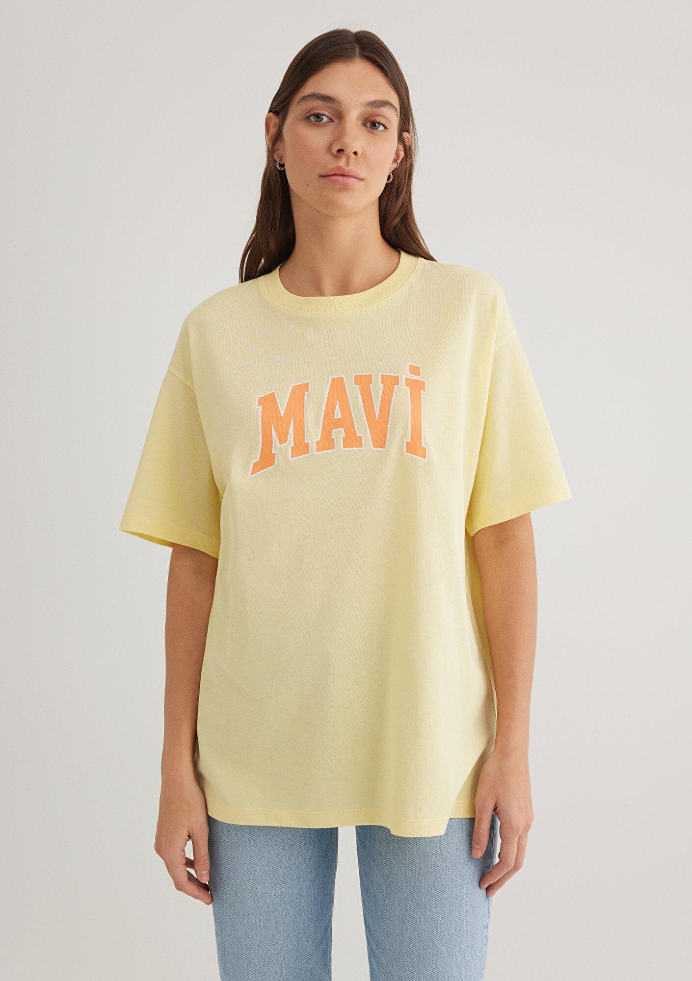 Mavi Mavi Logo Baskılı Sarı Tişört Oversize / Geniş Kesim 1600843-71315