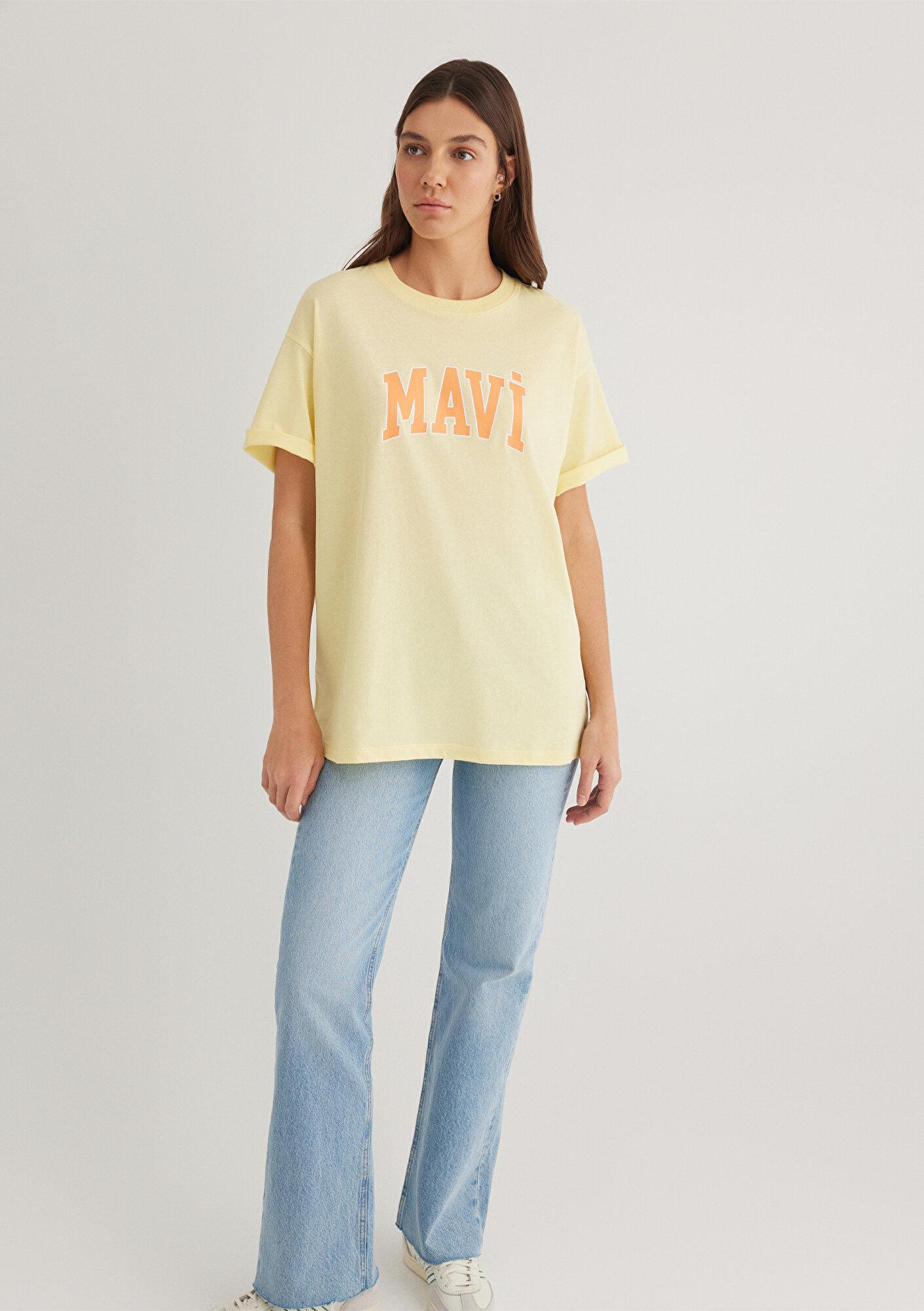 Mavi Mavi Logo Baskılı Sarı Tişört Oversize / Geniş Kesim 1600843-71315
