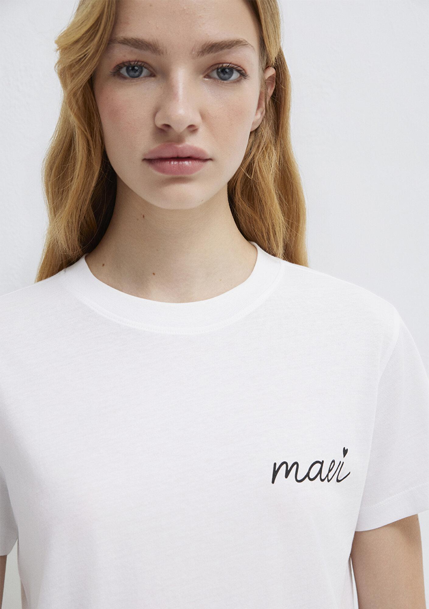 Mavi Mavi Logo Baskılı Beyaz Tişört Semi Slim Fit / Yarı Dar Kesim 1612962-620