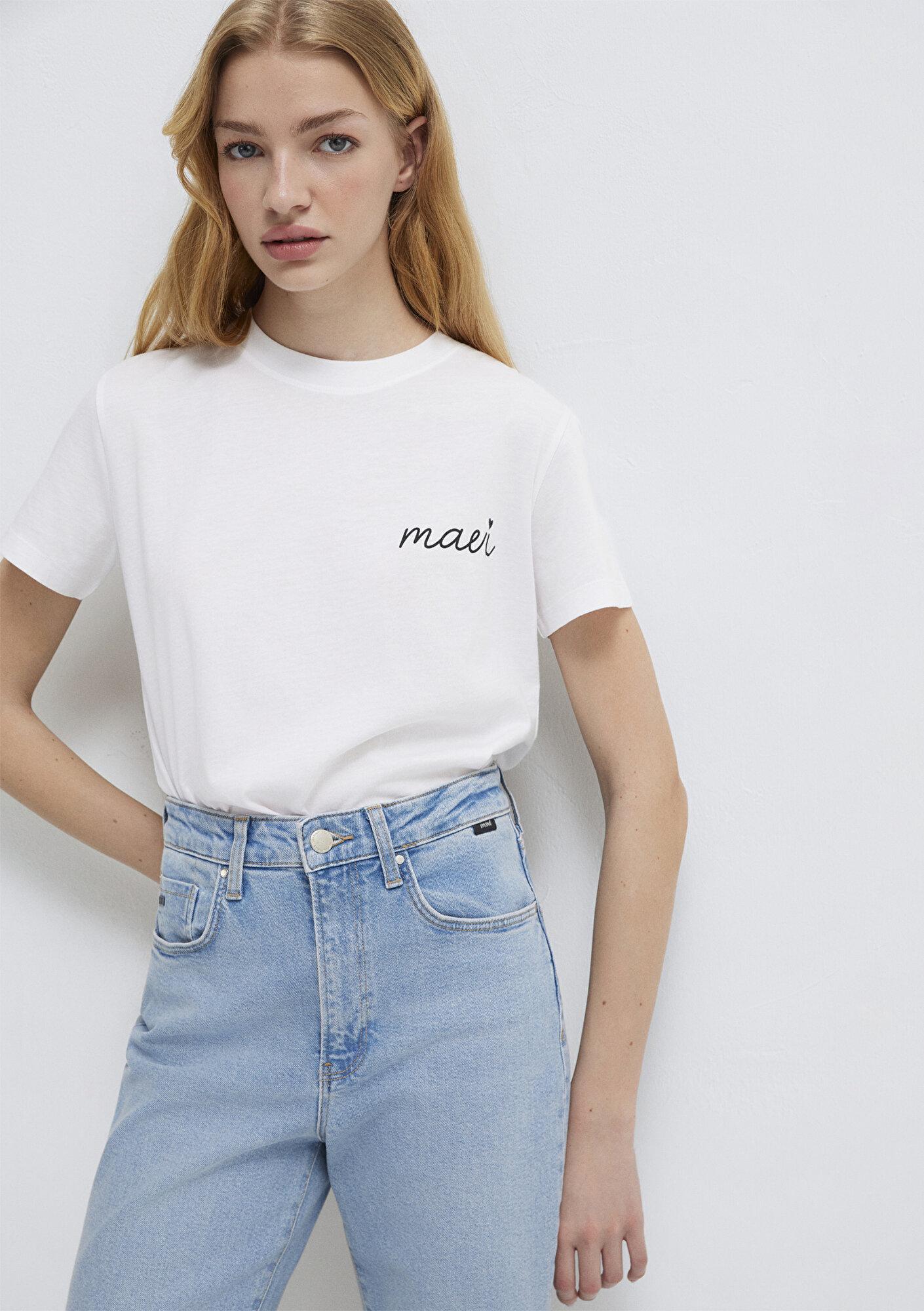 Mavi Mavi Logo Baskılı Beyaz Tişört Semi Slim Fit / Yarı Dar Kesim 1612962-620