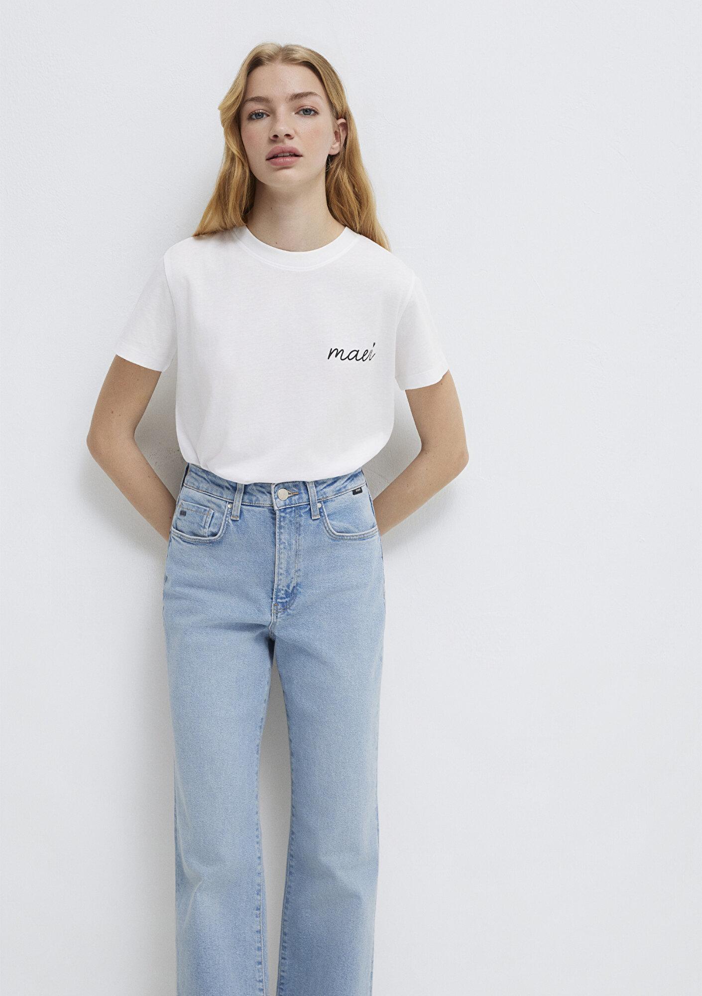 Mavi Mavi Logo Baskılı Beyaz Tişört Semi Slim Fit / Yarı Dar Kesim 1612962-620
