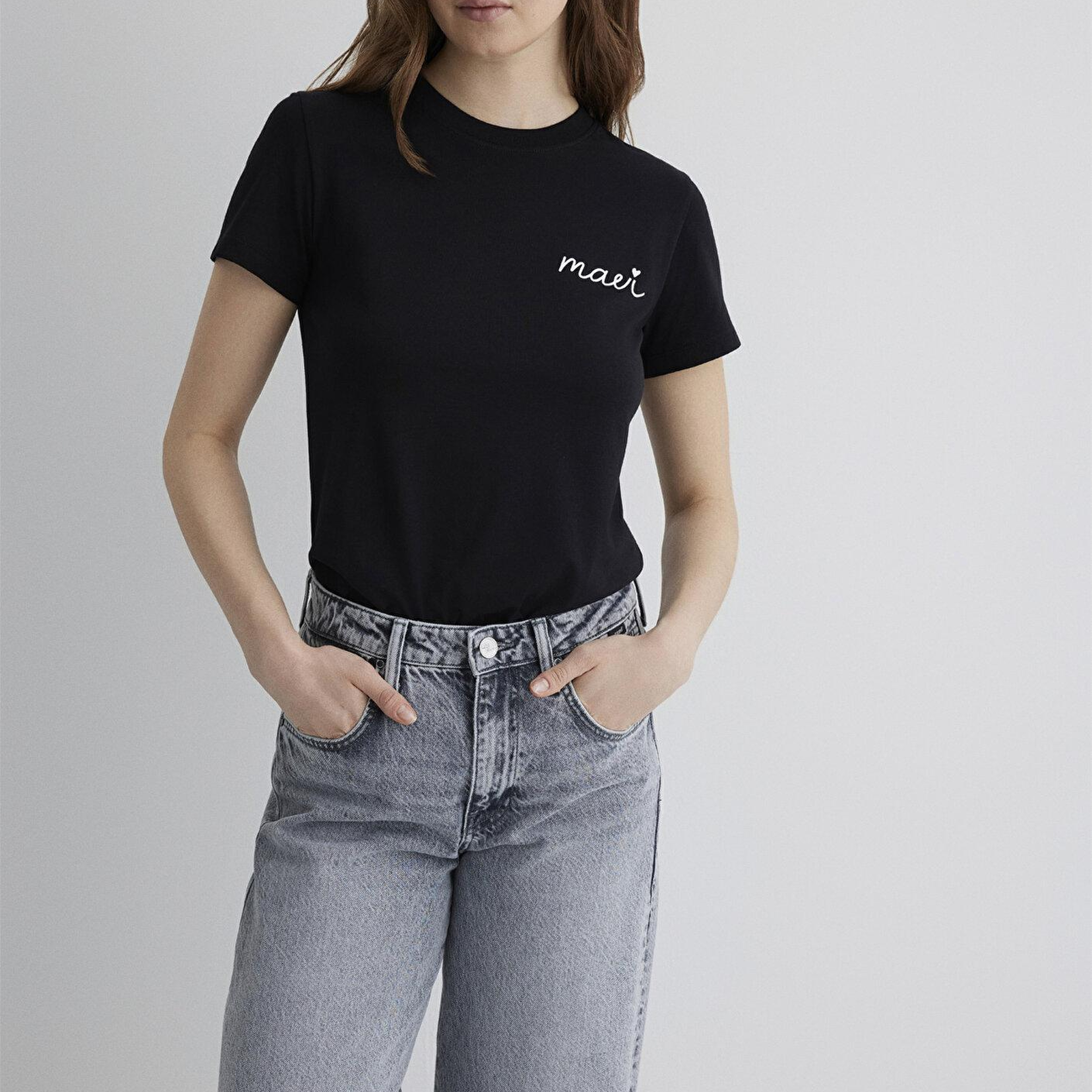 Mavi Mavi Logo Baskılı Siyah Tişört Semi Slim Fit / Yarı Dar Kesim 1612962-900