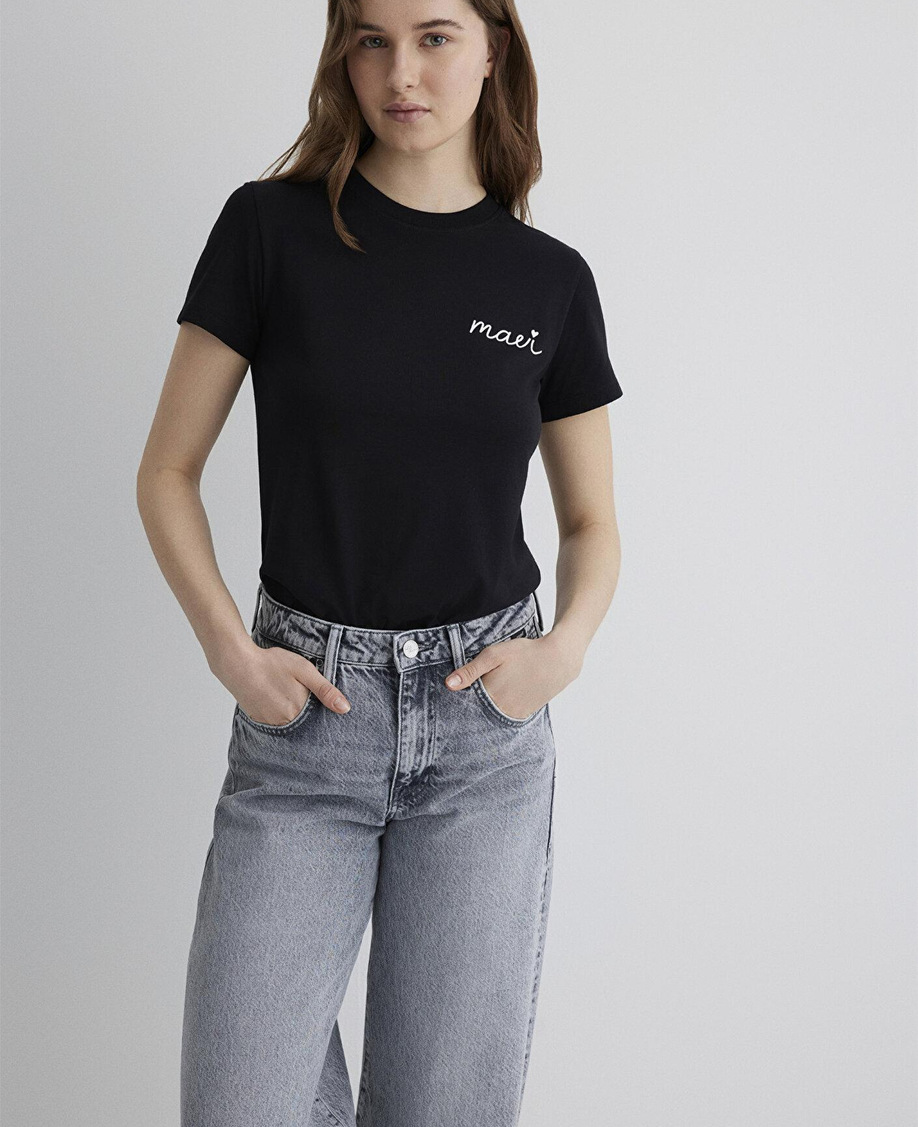 Mavi Mavi Logo Baskılı Siyah Tişört Semi Slim Fit / Yarı Dar Kesim 1612962-900