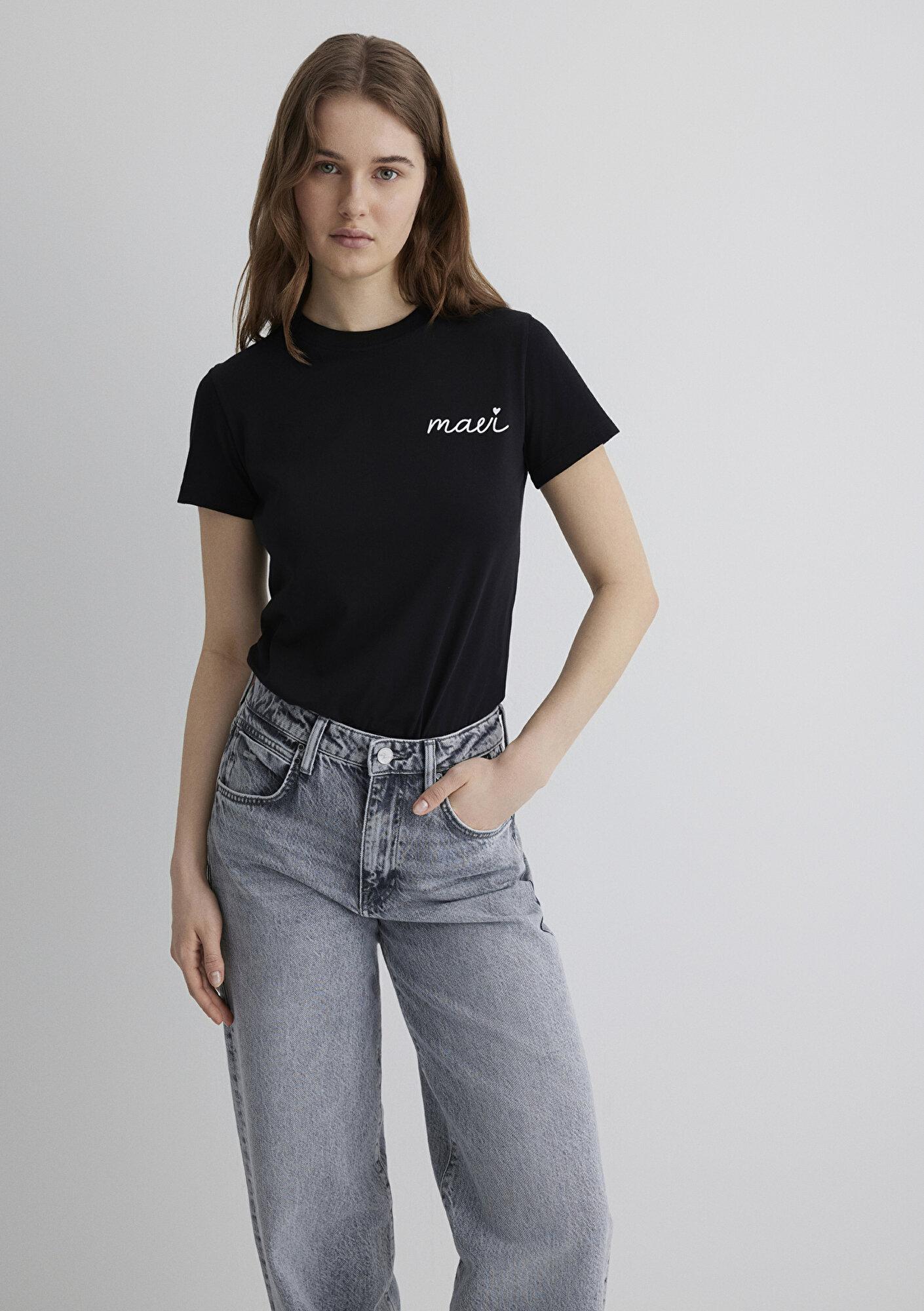 Mavi Mavi Logo Baskılı Siyah Tişört Semi Slim Fit / Yarı Dar Kesim 1612962-900