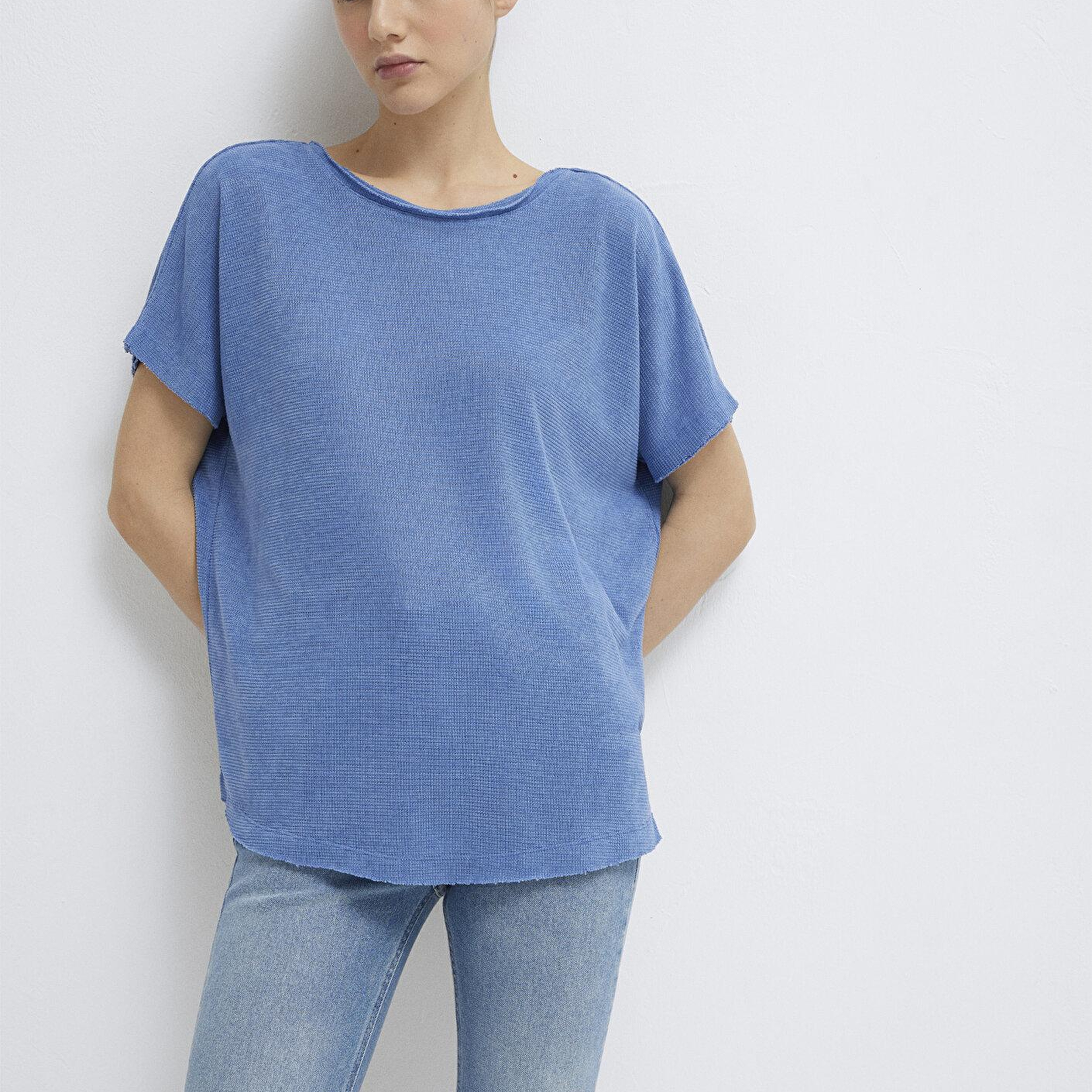 Mavi Dokulu Mavi Basic Tişört Loose Fit / Bol Rahat Kesim 167311-70853