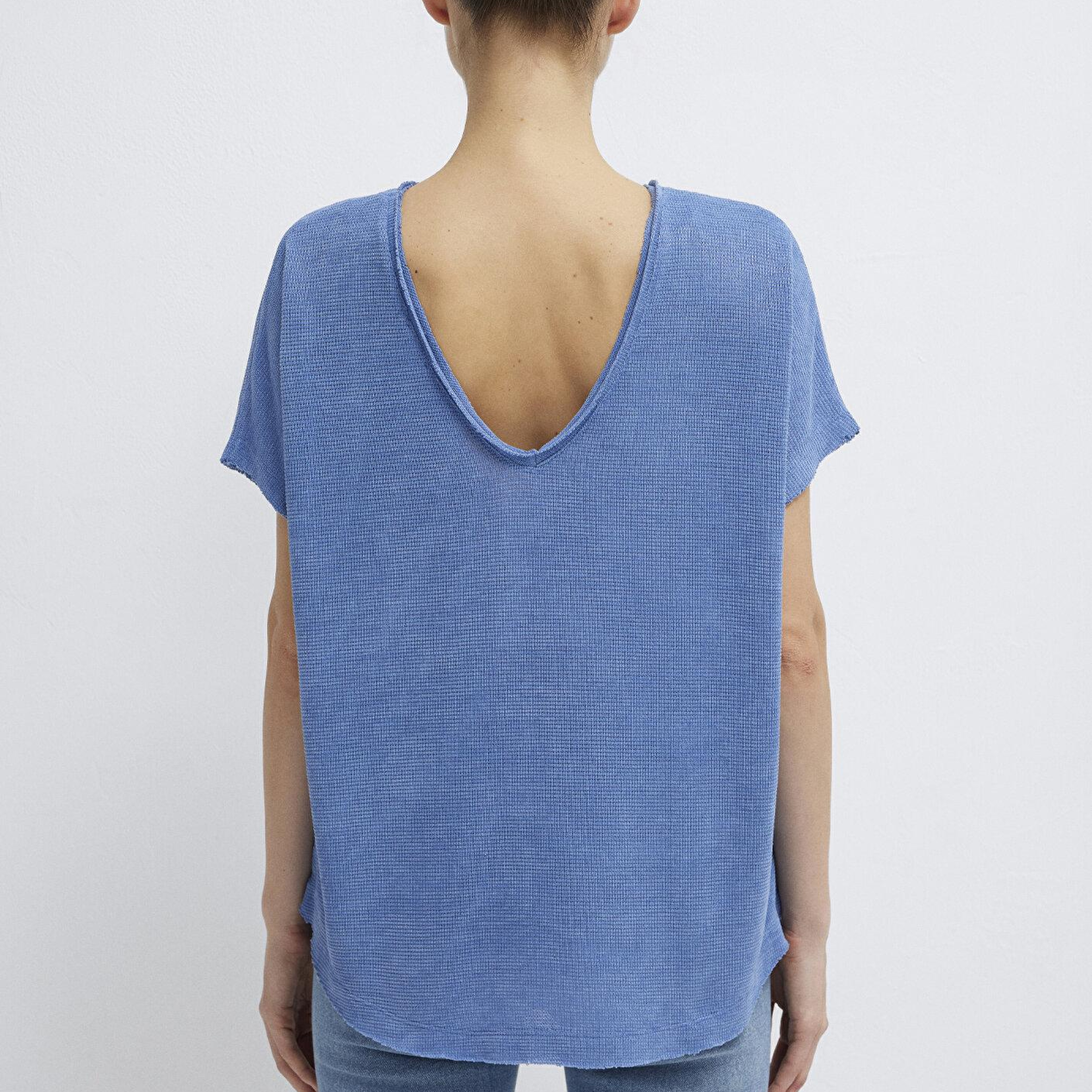 Mavi Dokulu Mavi Basic Tişört Loose Fit / Bol Rahat Kesim 167311-70853