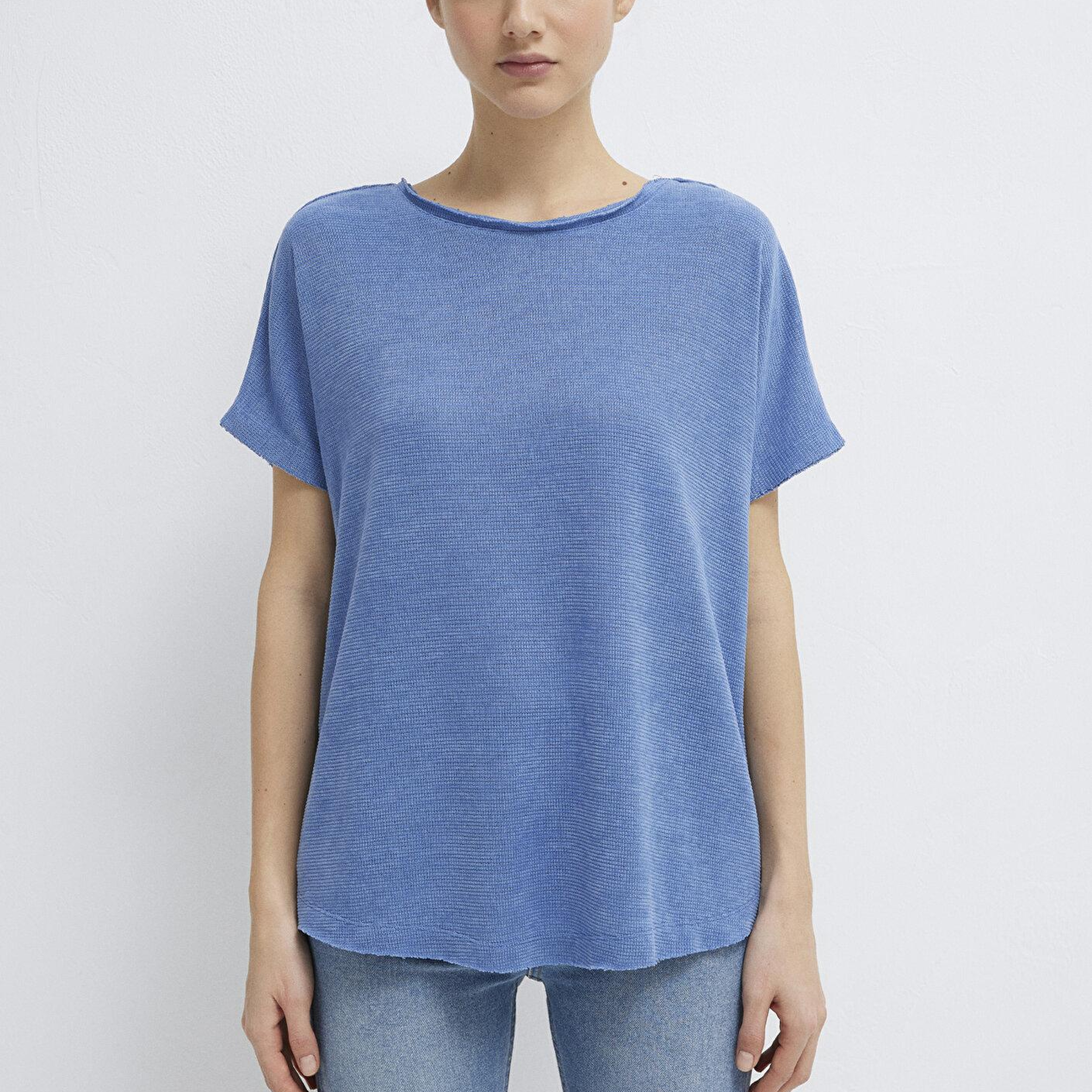 Mavi Dokulu Mavi Basic Tişört Loose Fit / Bol Rahat Kesim 167311-70853