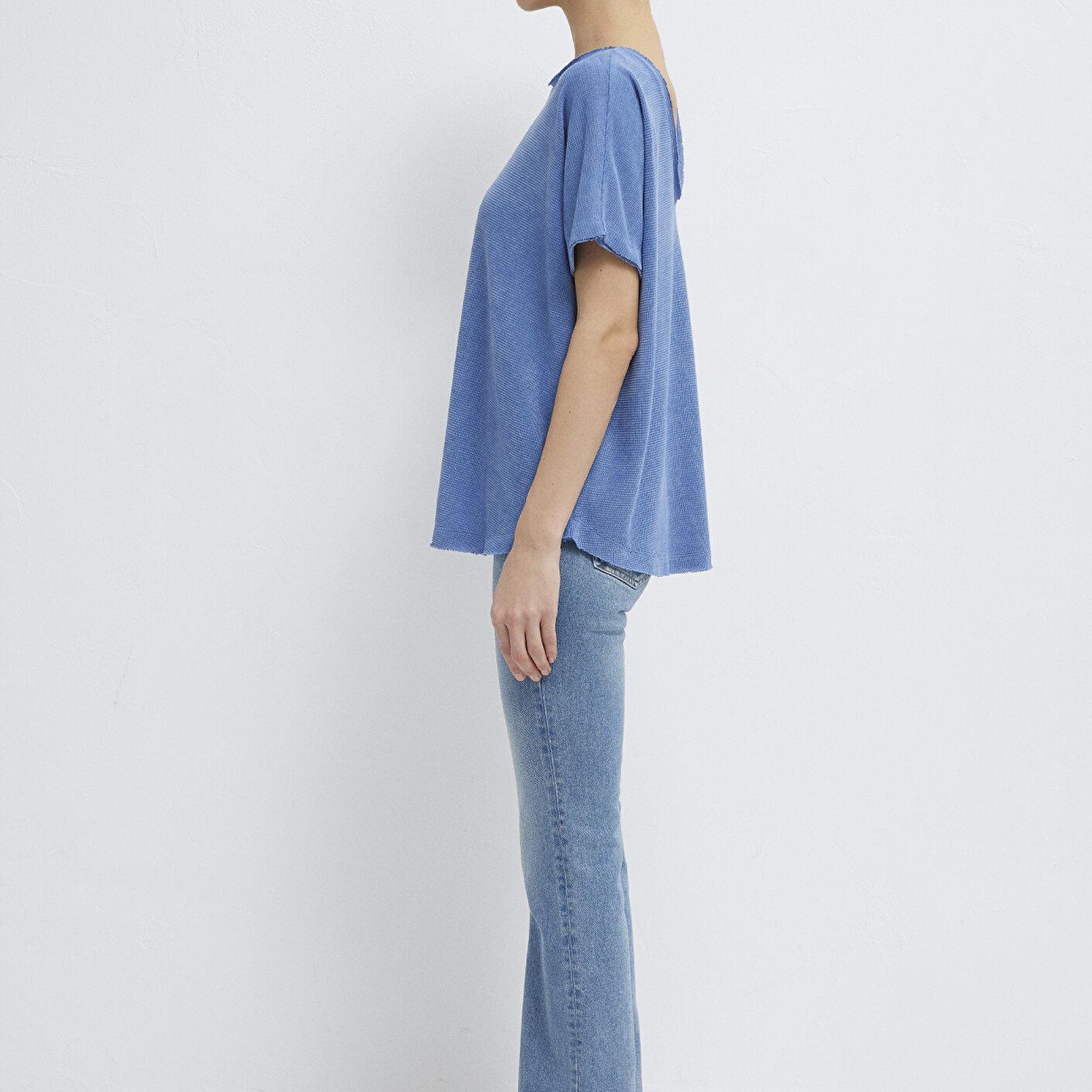 Mavi Dokulu Mavi Basic Tişört Loose Fit / Bol Rahat Kesim 167311-70853