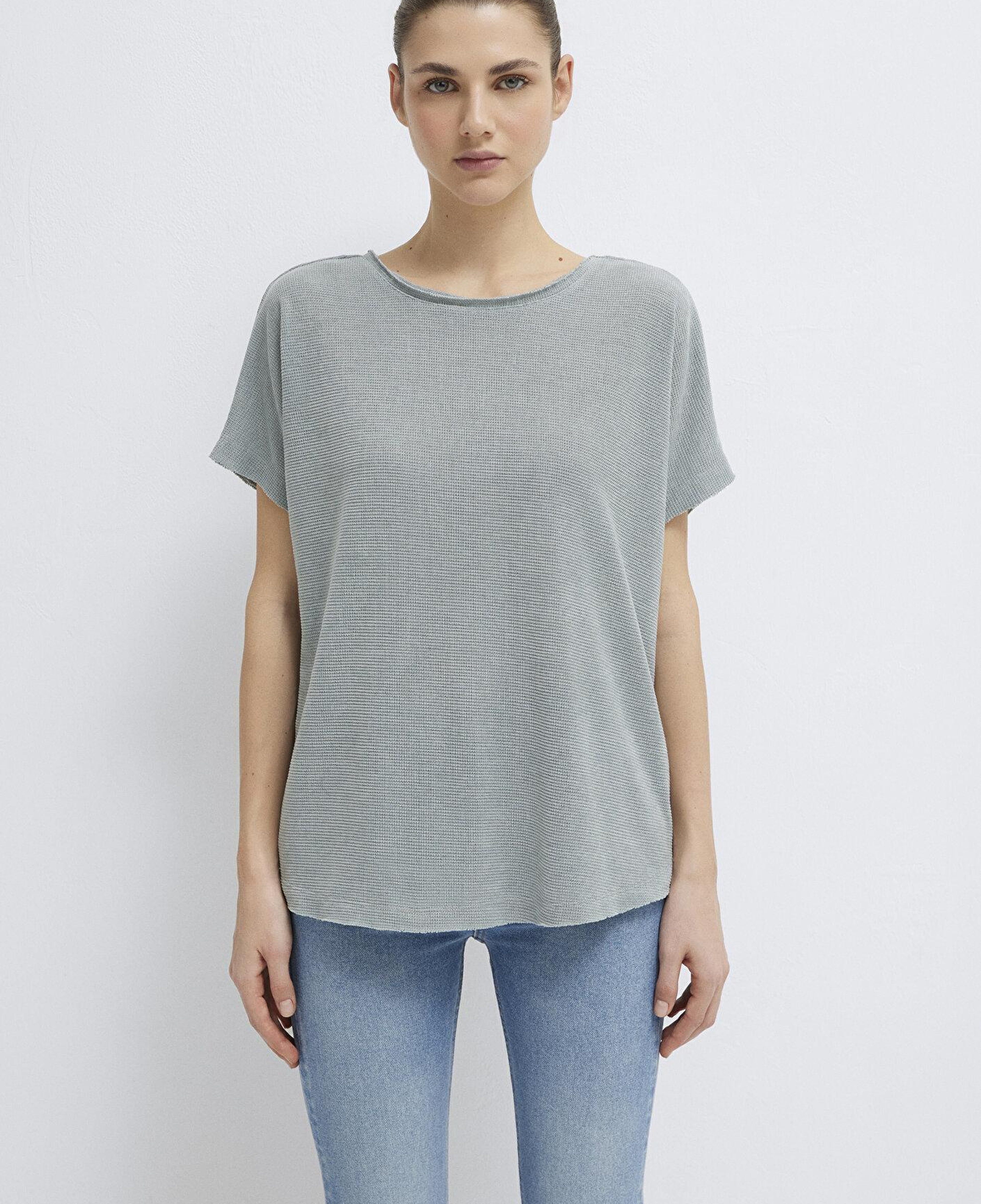 Mavi Dokulu Yeşil Basic Tişört Loose Fit / Bol Rahat Kesim 167311-81325