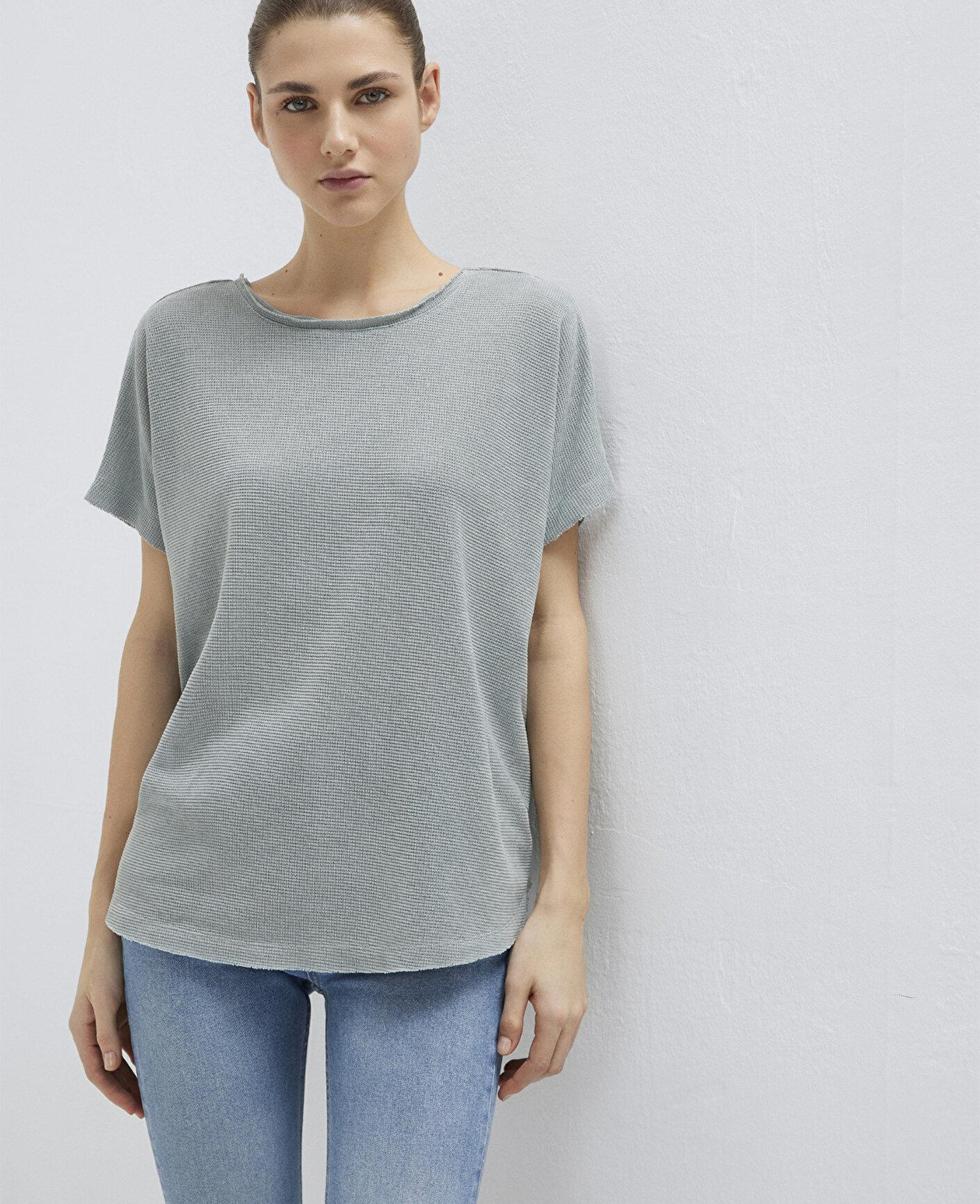 Mavi Dokulu Yeşil Basic Tişört Loose Fit / Bol Rahat Kesim 167311-81325