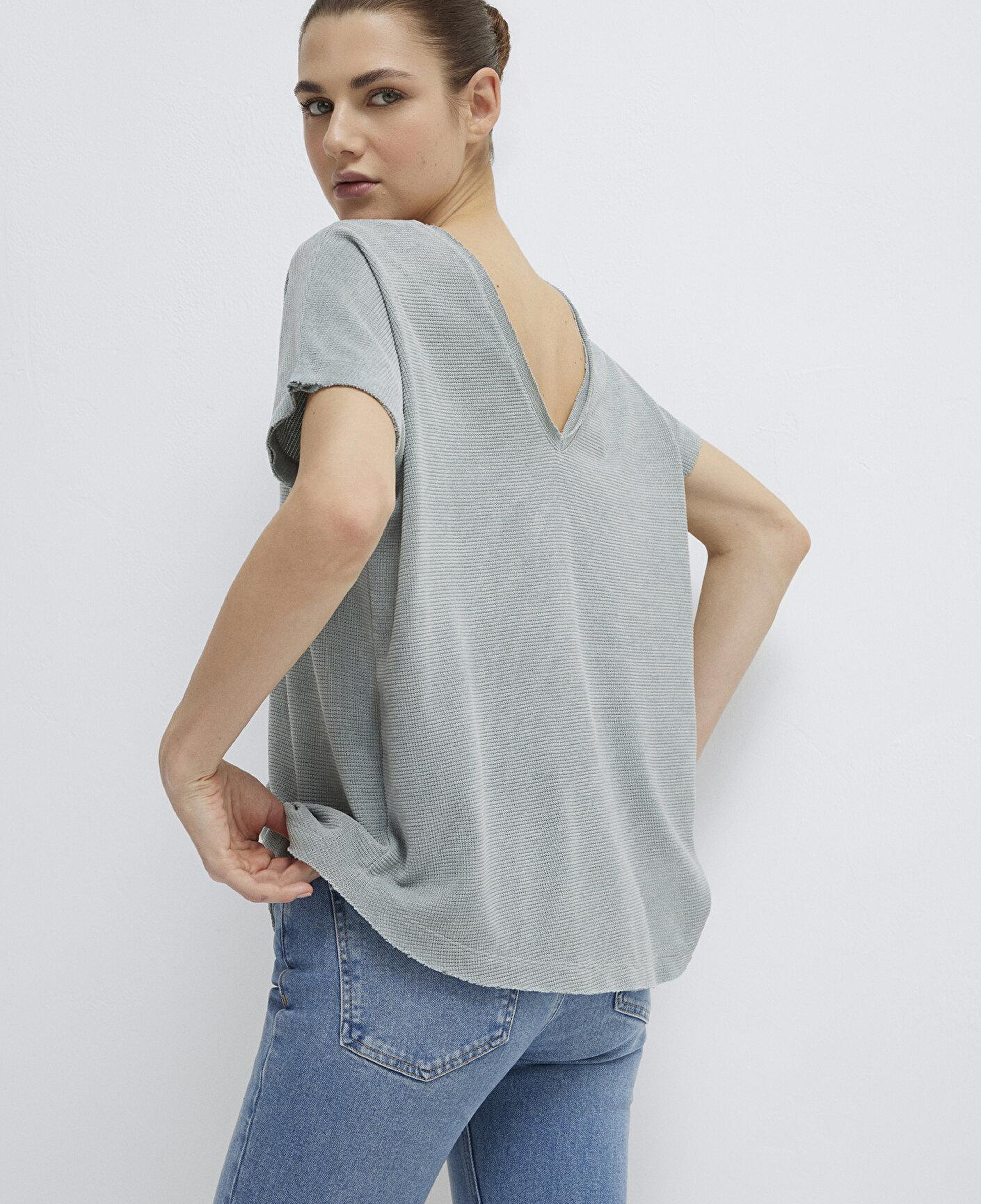 Mavi Dokulu Yeşil Basic Tişört Loose Fit / Bol Rahat Kesim 167311-81325