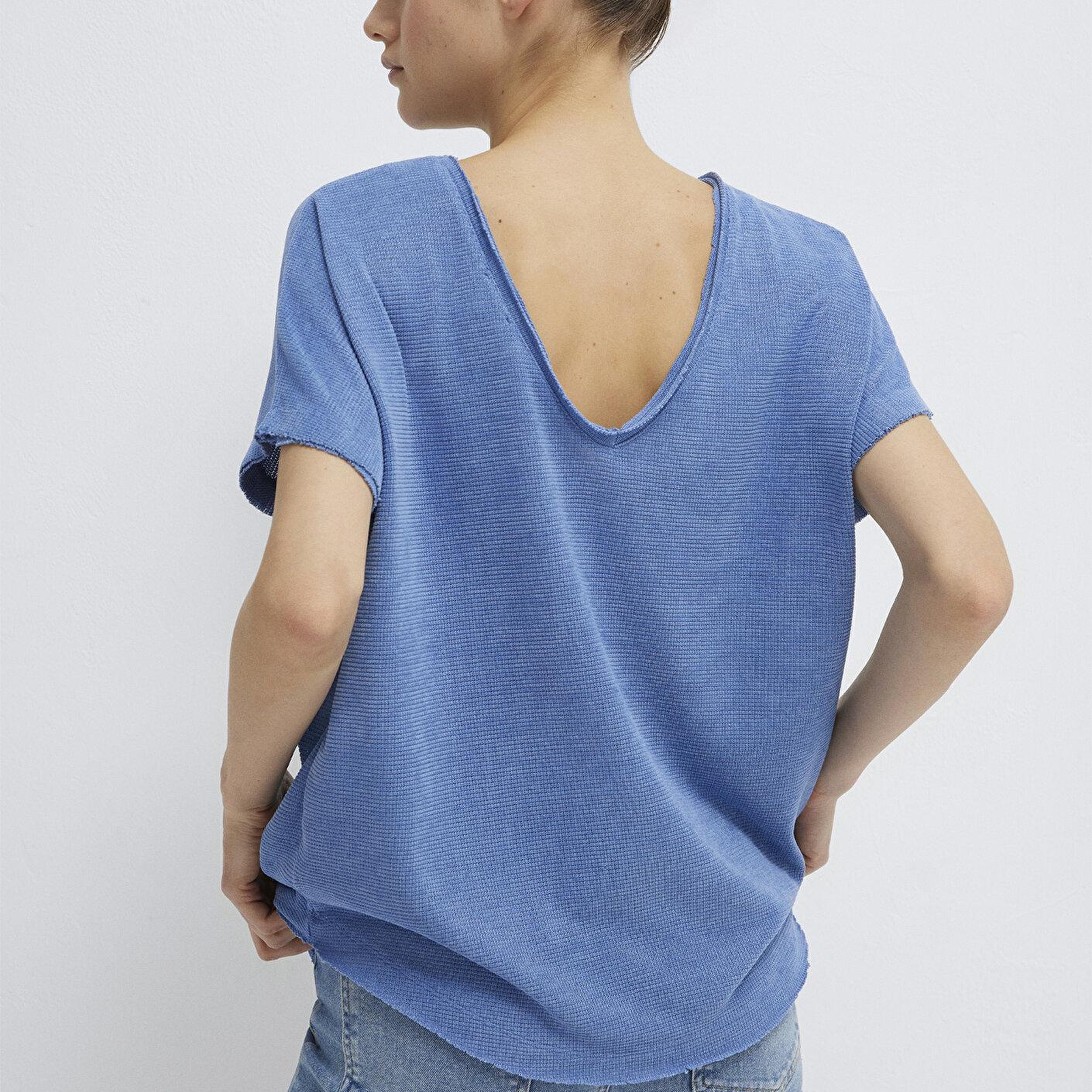 Mavi Dokulu Mavi Basic Tişört Loose Fit / Bol Rahat Kesim 167311-70853