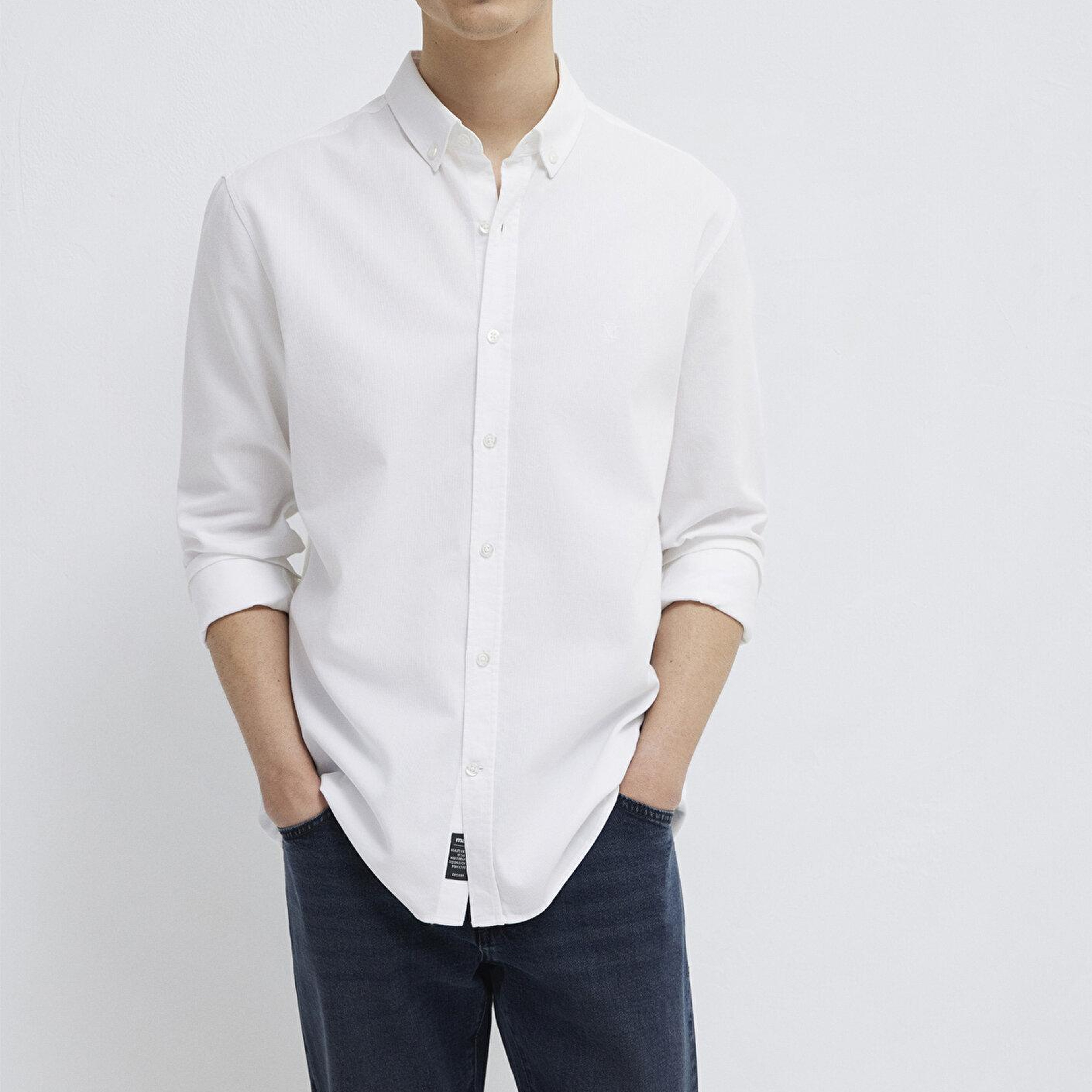 Mavi M Logo Nakışlı Beyaz Gömlek Slim Fit / Dar Kesim 0211192-620