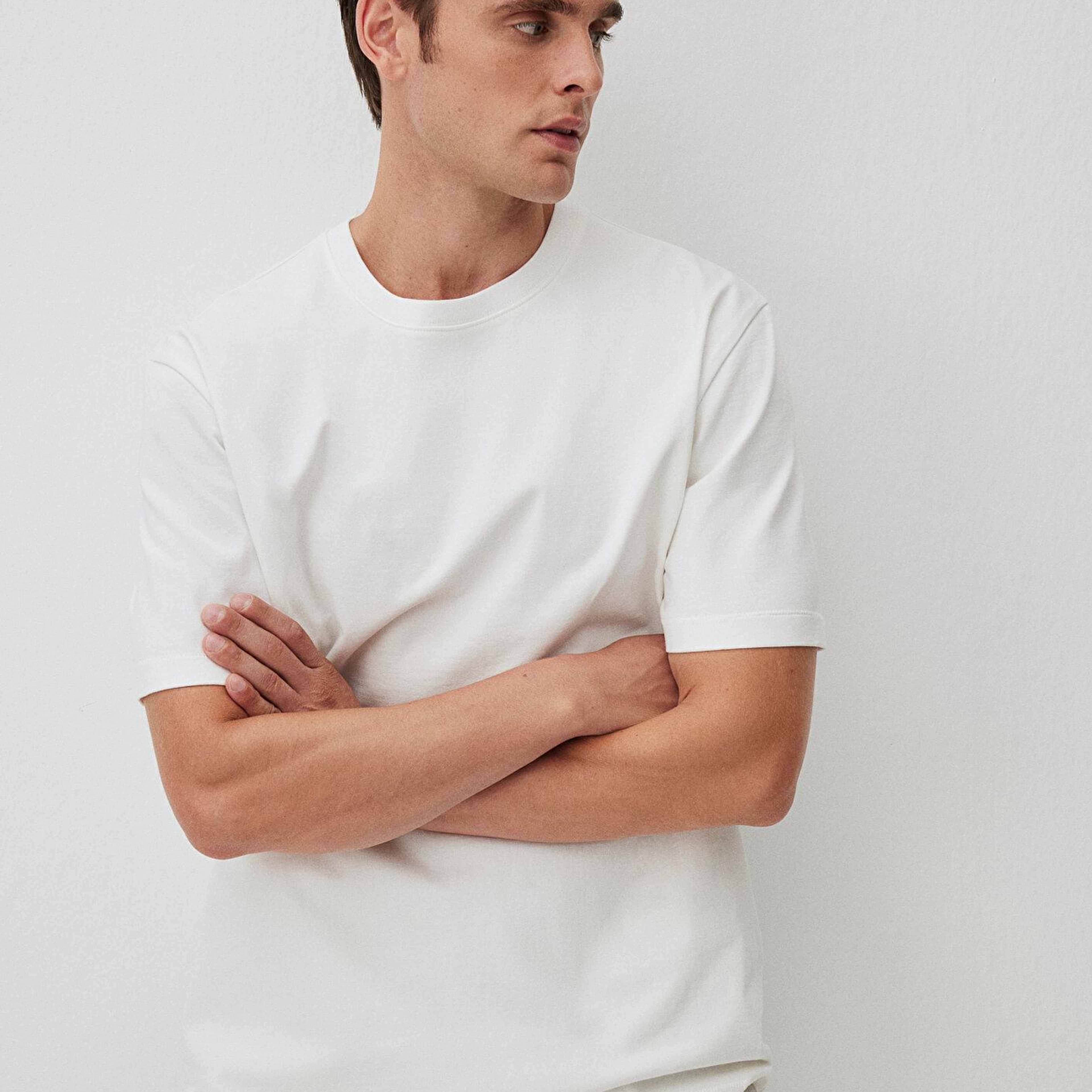 Mavi Bisiklet Yaka Beyaz Basic Tişört Loose Fit / Bol Rahat Kesim 0612269-70057