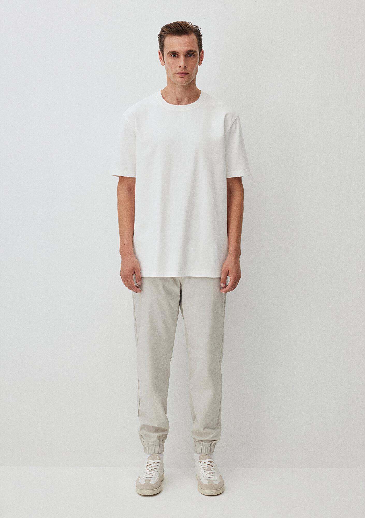Mavi Bisiklet Yaka Beyaz Basic Tişört Loose Fit / Bol Rahat Kesim 0612269-70057