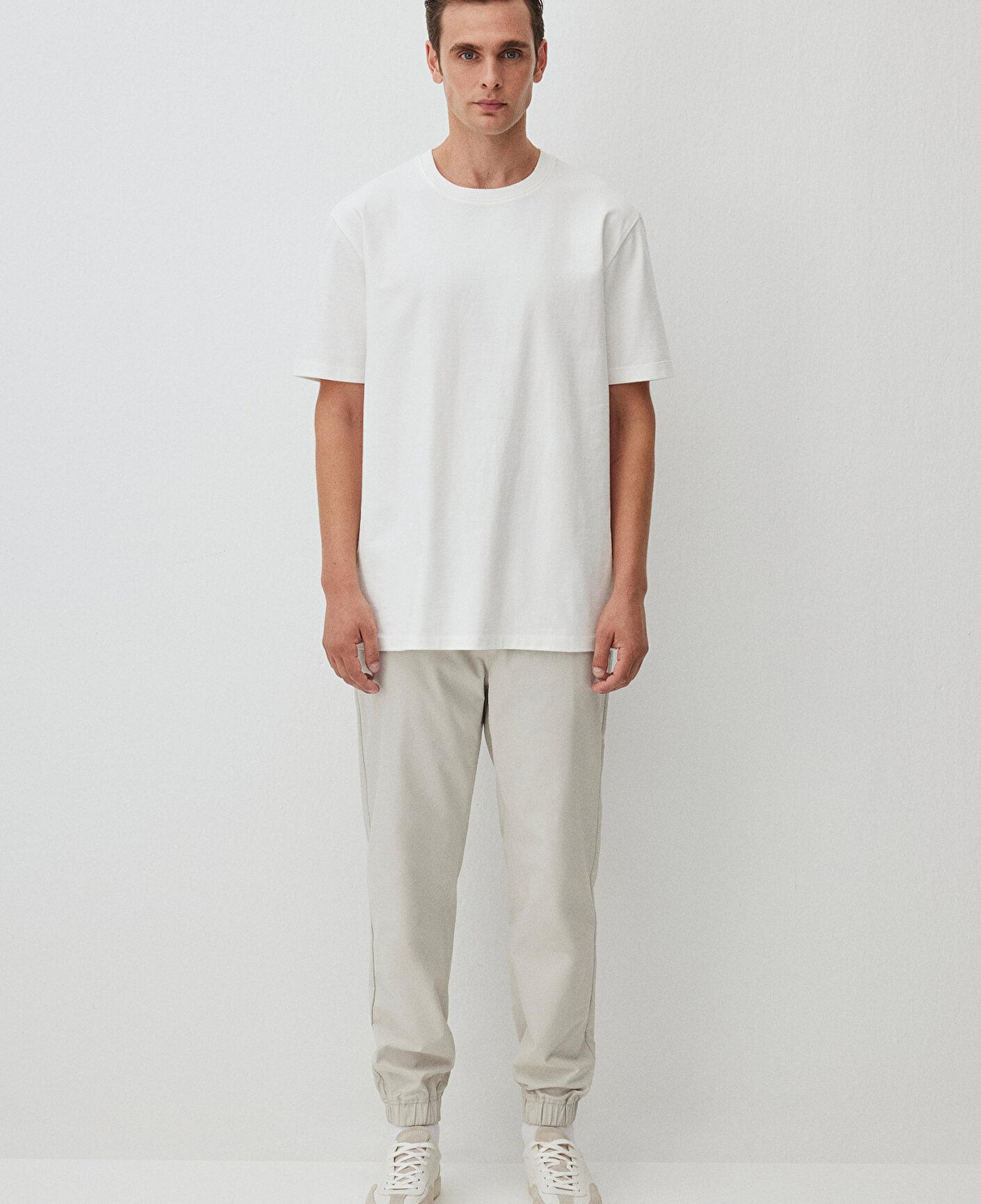 Mavi Bisiklet Yaka Beyaz Basic Tişört Loose Fit / Bol Rahat Kesim 0612269-70057
