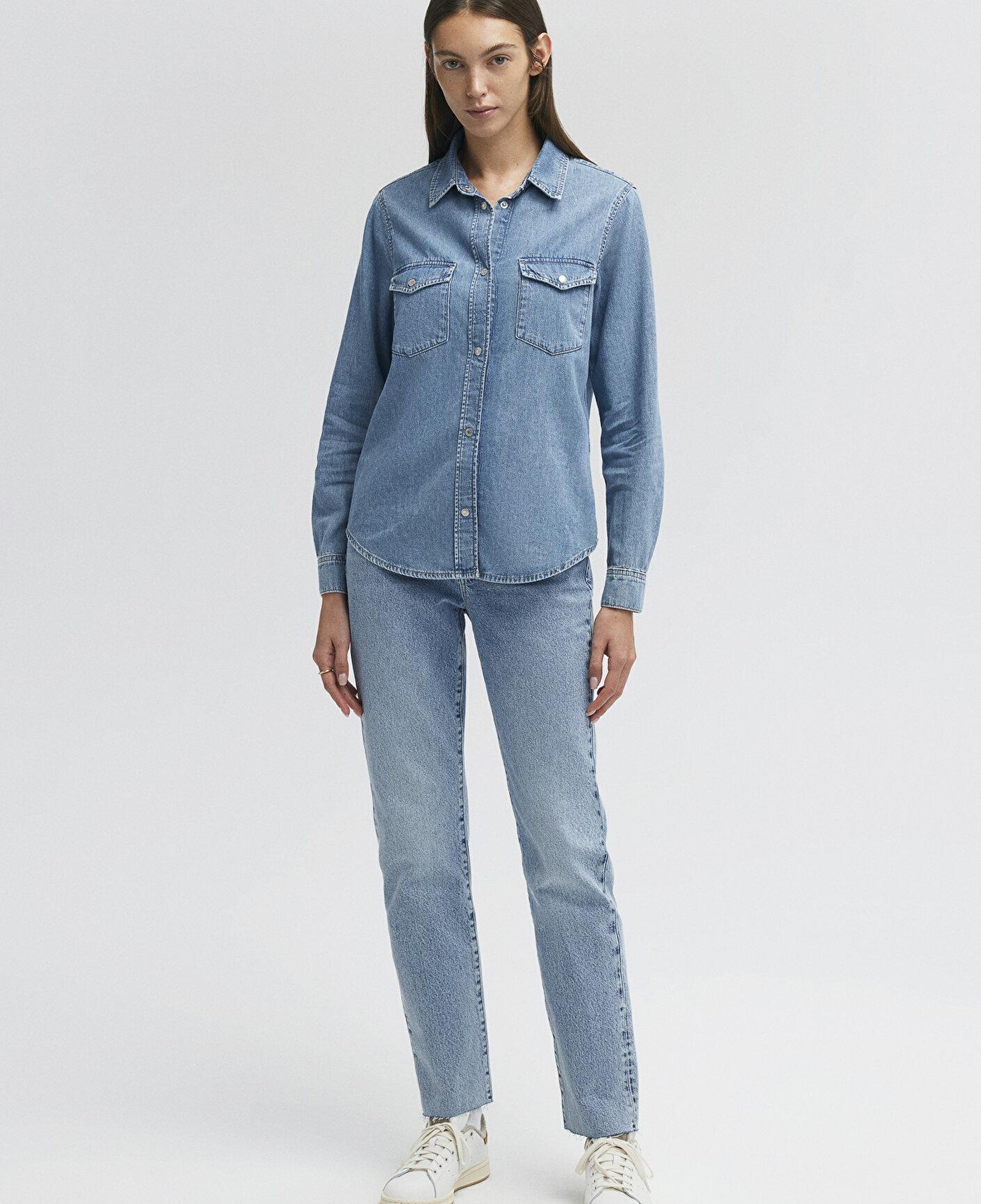Mavi Merida Real Blue Indigo Mavisi Jean Gömlek Fitted / Vücuda Oturan Kesim 1210662-86492