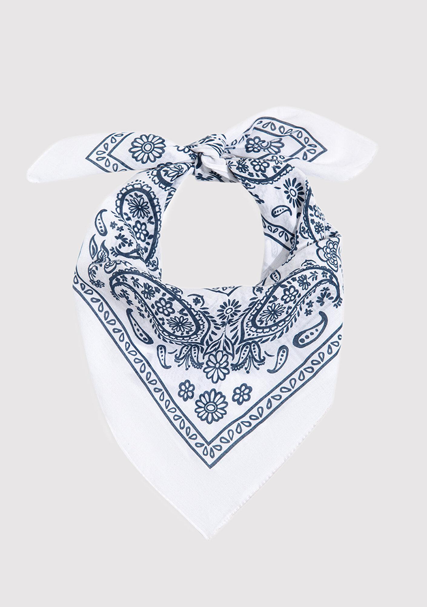 Mavi Baskılı Beyaz Bandana 1911810-70057