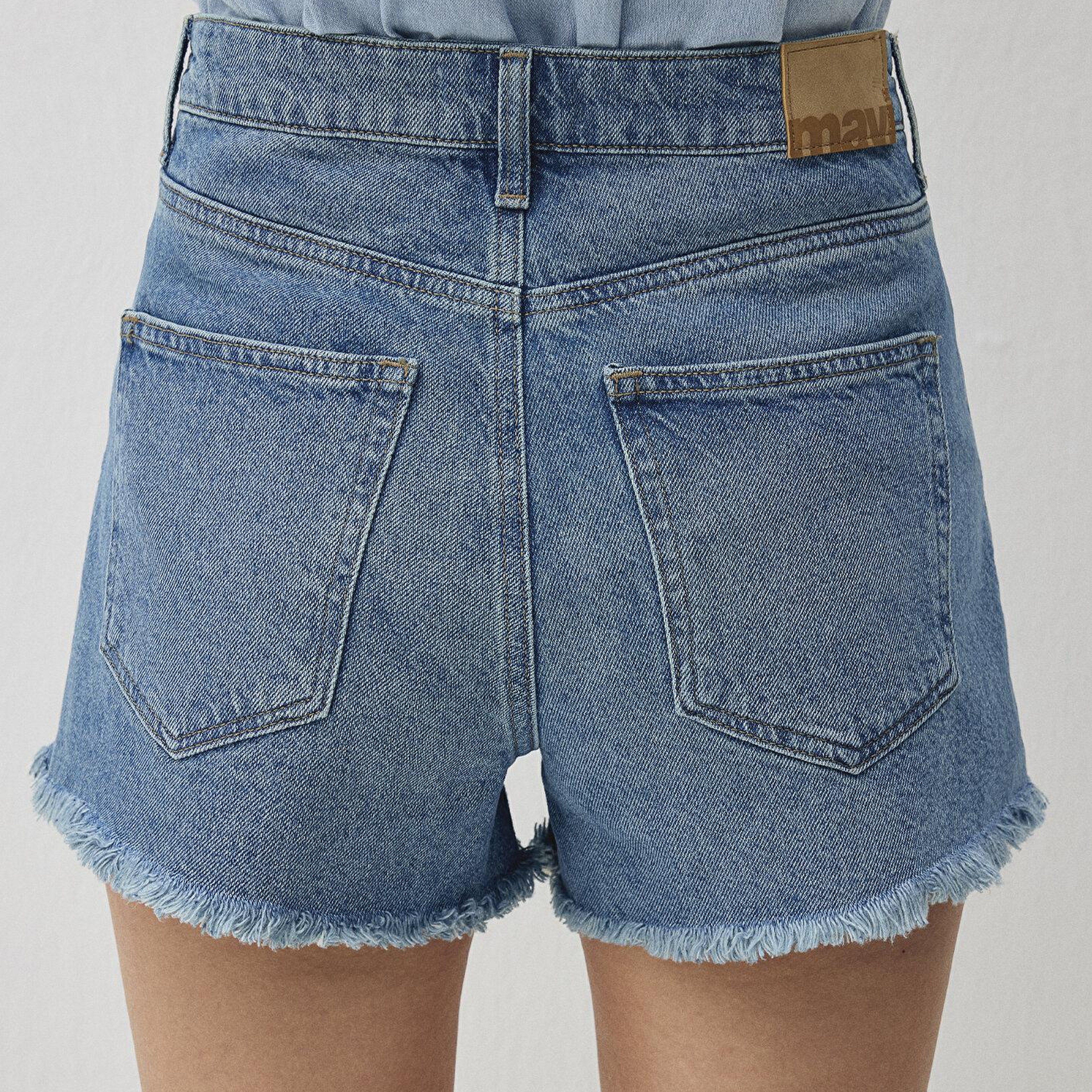 Mavi Cherry 90lar Gölgeli Indigo Mavisi Jean Şort 1410022-87070