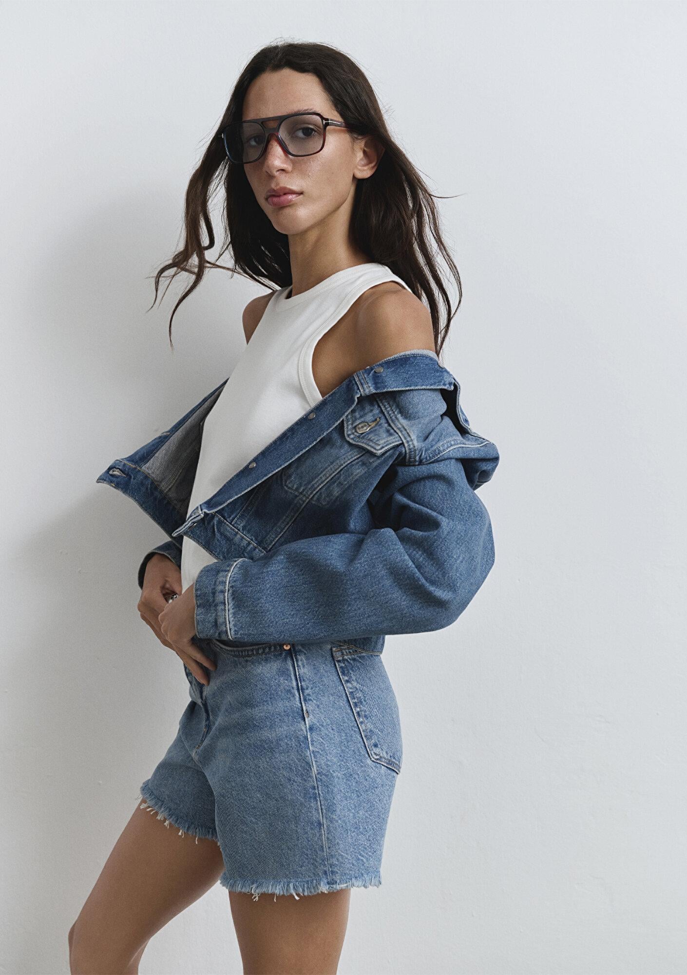 Mavi Millie 90lar İndigo Mavisi Jean Şort 1458987073