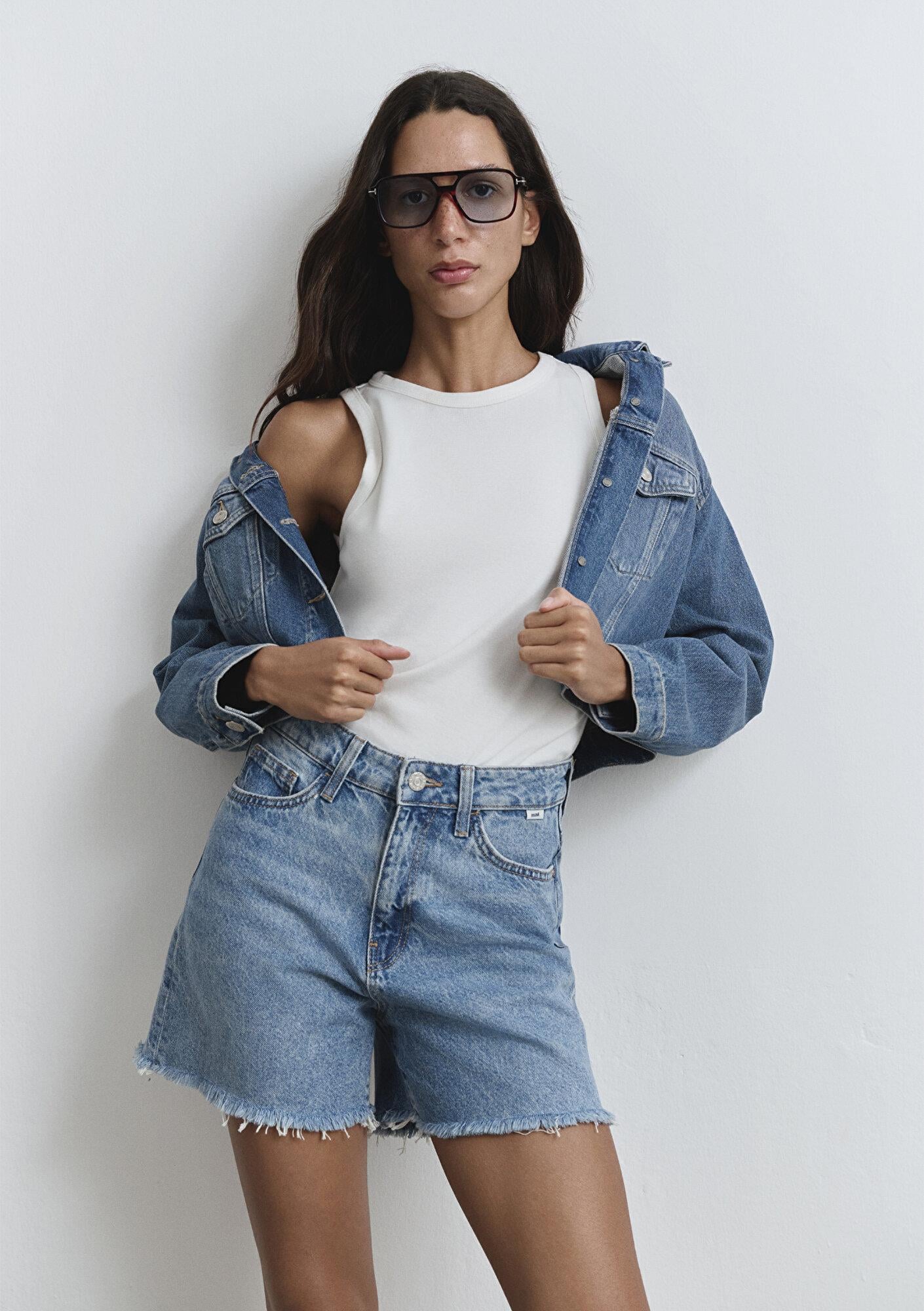 Mavi Millie 90lar İndigo Mavisi Jean Şort 1458987073