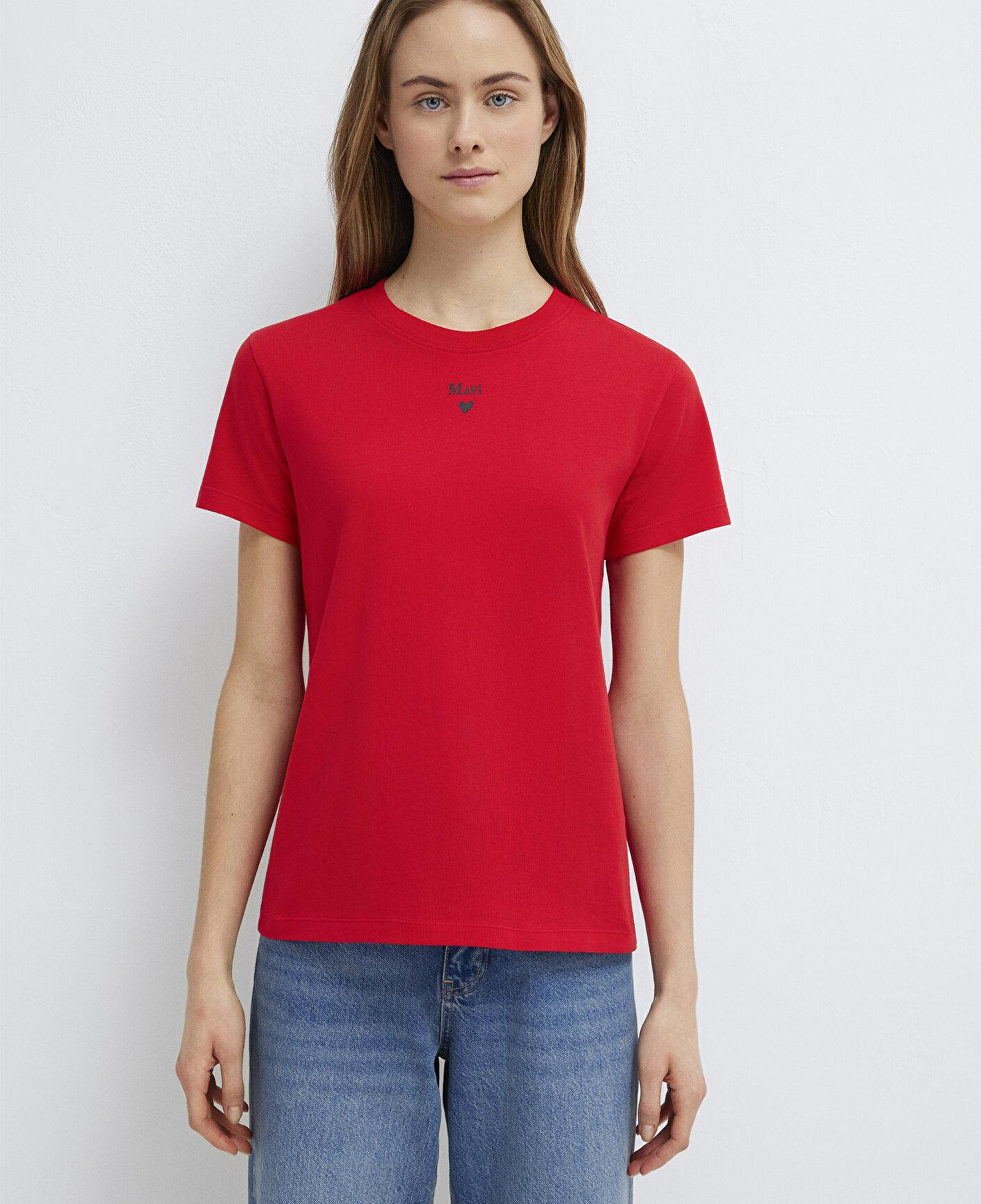 Mavi Mavi Logo Baskılı Kırmızı Tişört Semi Slim Fit / Yarı Dar Kesim 1601185-82054