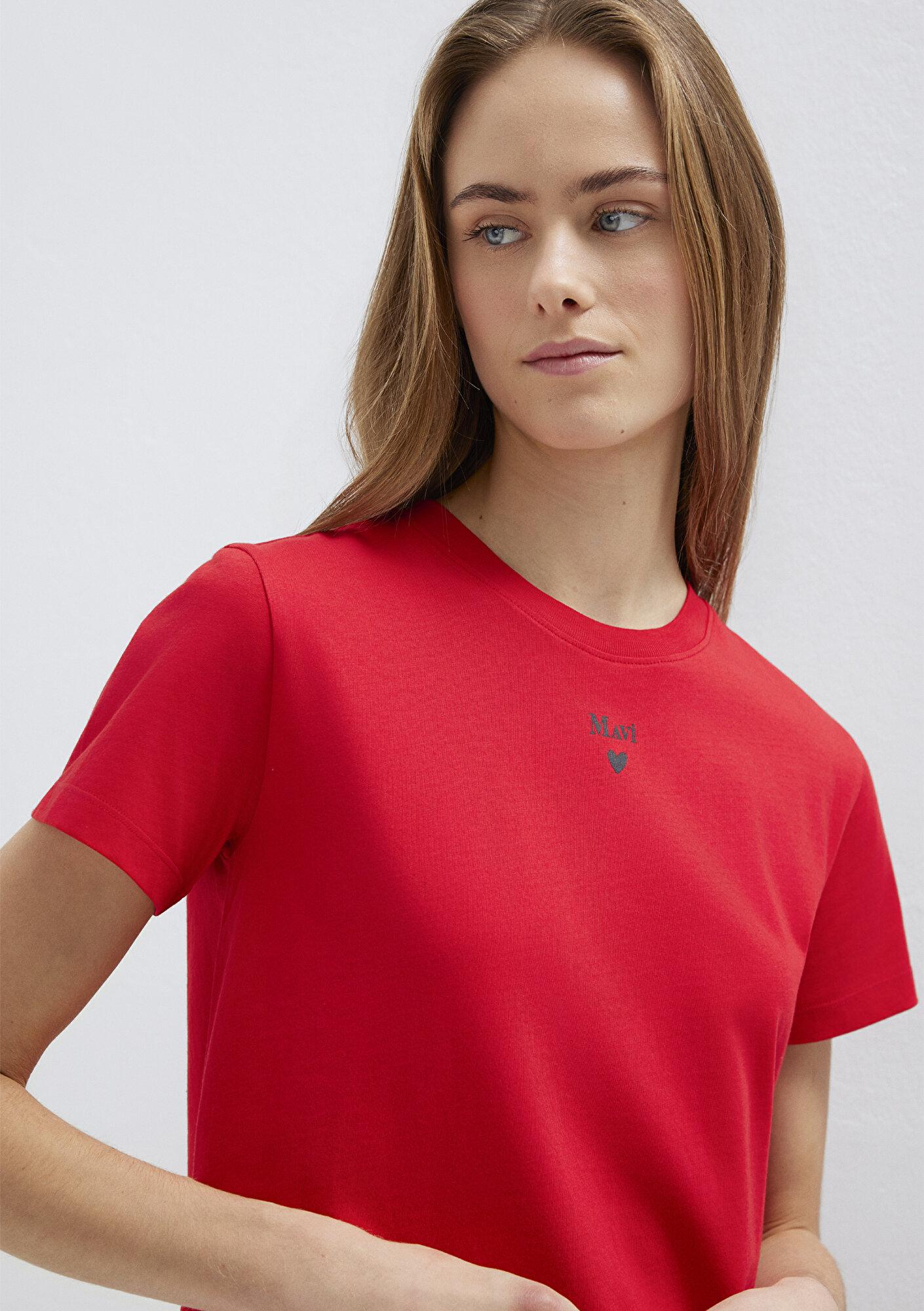 Mavi Mavi Logo Baskılı Kırmızı Tişört Semi Slim Fit / Yarı Dar Kesim 1601185-82054