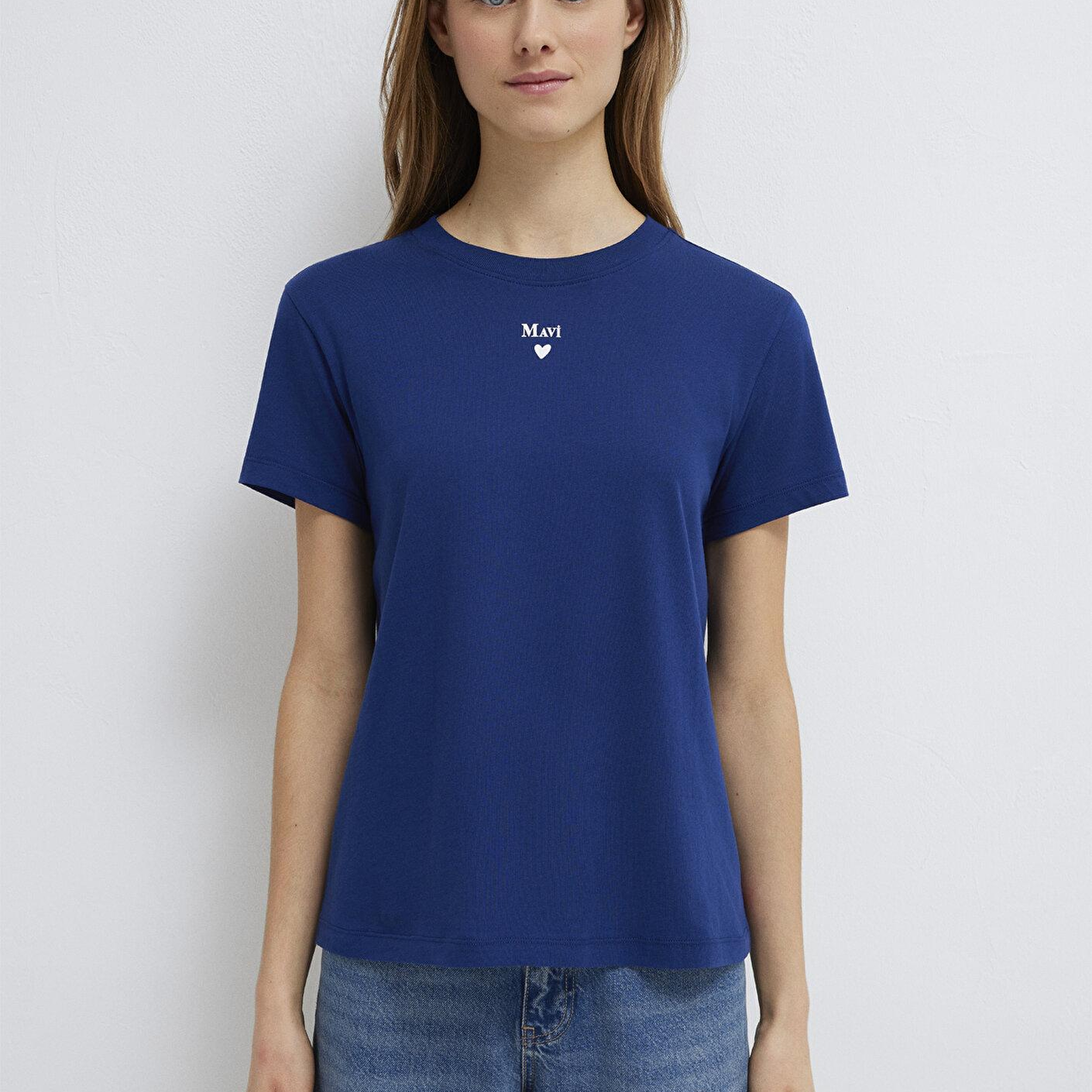 Mavi Mavi Logo Baskılı Lacivert Tişört Semi Slim Fit / Yarı Dar Kesim 1601185-70722